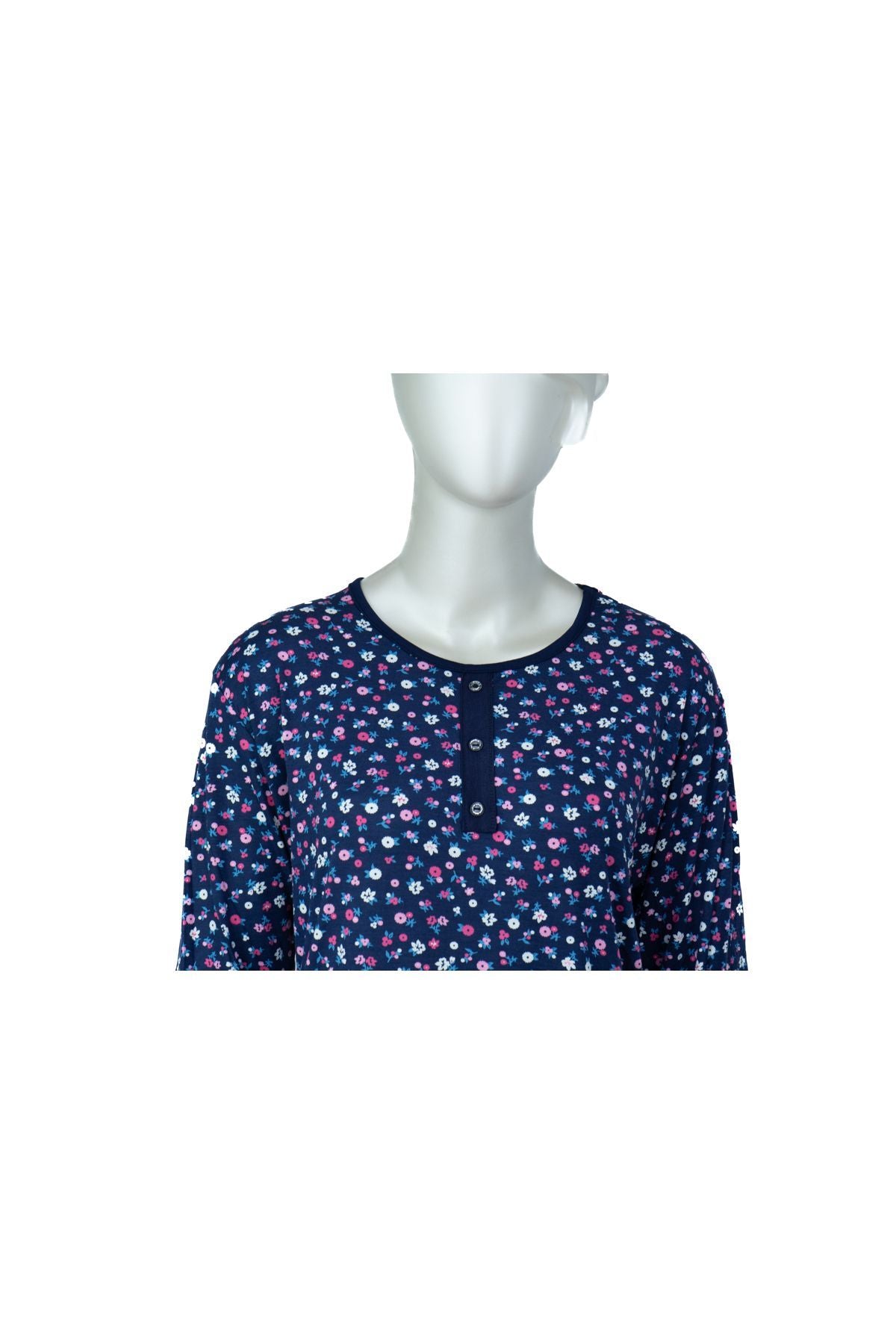 Kadın Anne Bluz Turlu Viskon Penye Kumaş Çiçek Demeti Desenli Likralı Rahat Kesim Tam Kalıp