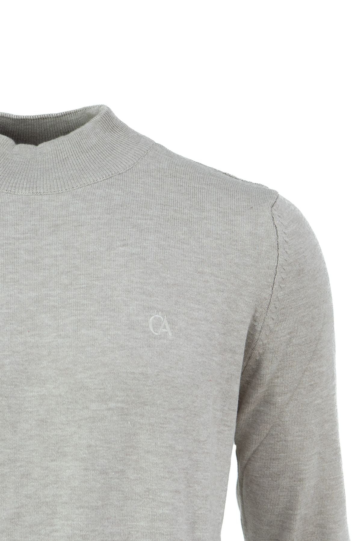 Erkek Kışlık Yarım Balıkçı Yaka Armalı Düz Renk Rahat Kesim Likralı Pamuklu Dokuma Kazak