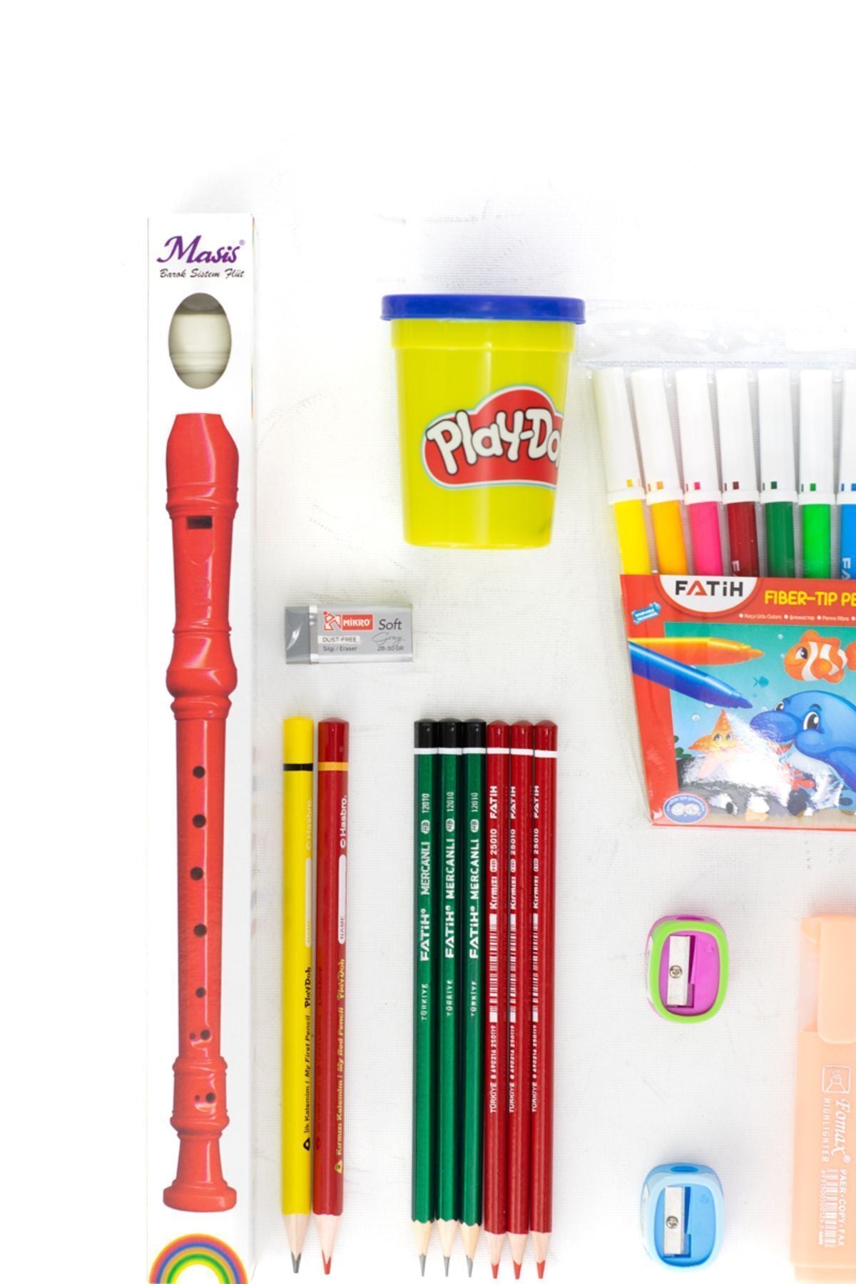 Kırtasiye Okul Seti Flüt Hediyeli Okula Dönüş ilkokul Öğrencileri için 20 Parça Tam Set