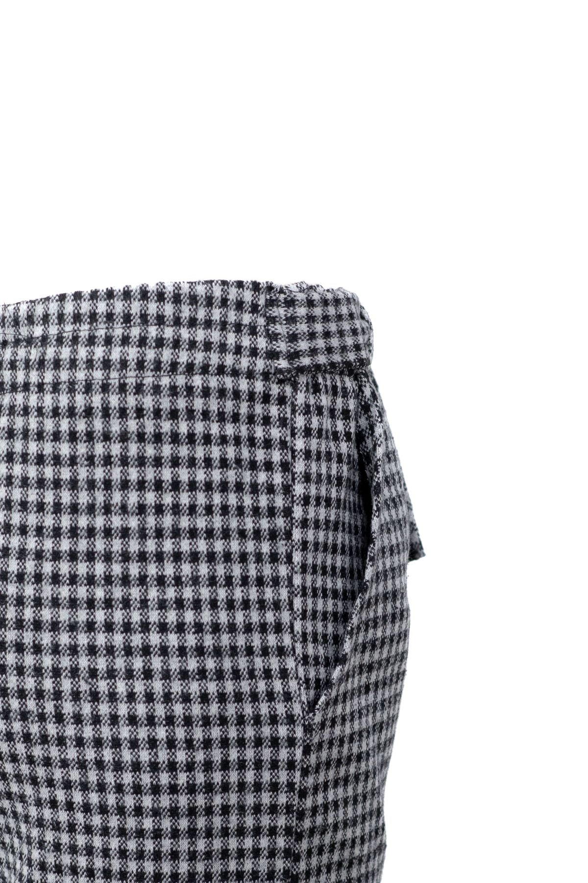 Kadın Kışlık Ekose Desenli Cepli Tam Kalıp Likralı Kalın Premium Pamuklu Dokuma Pantolon