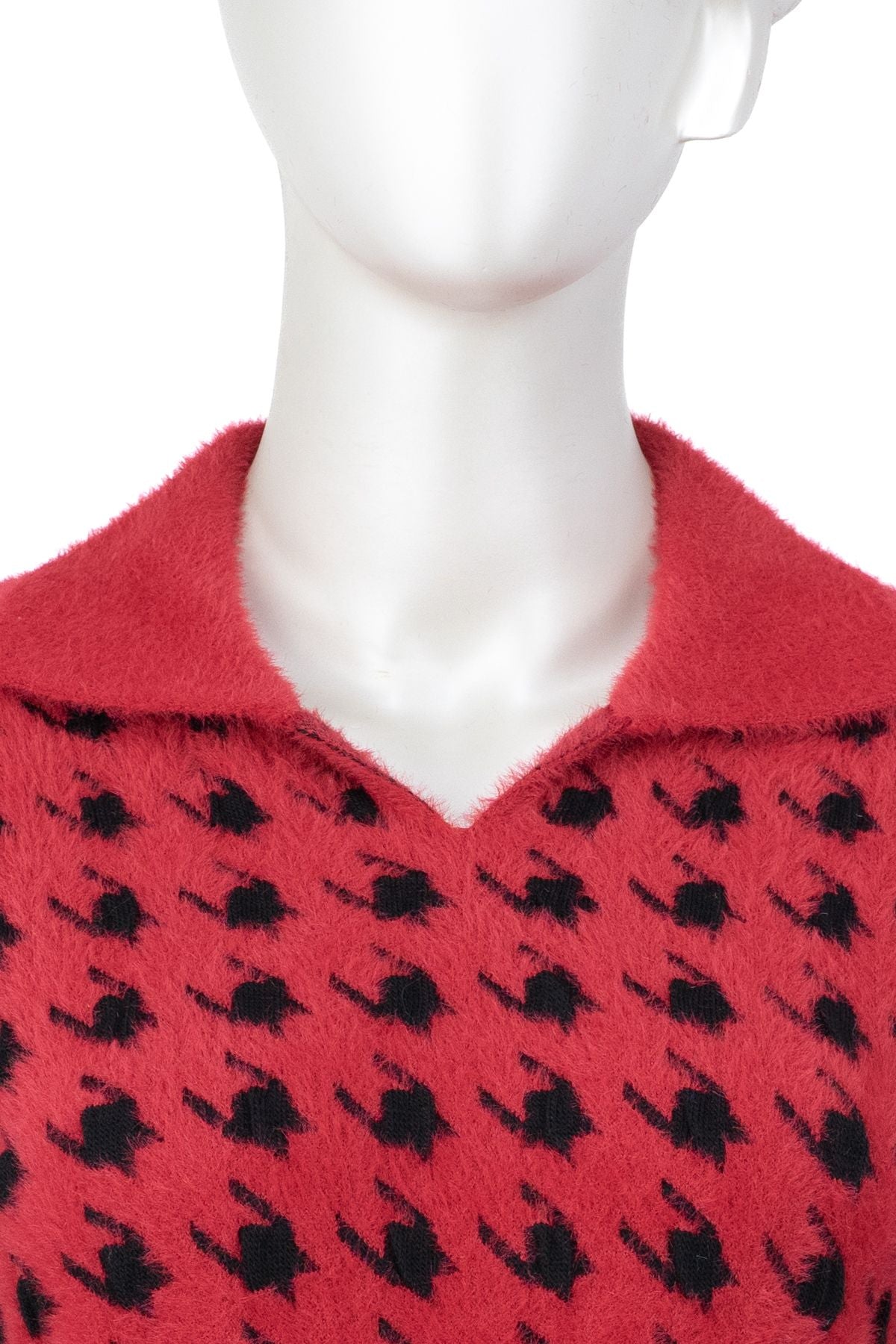 Kadın Kışlık Gömlek Yaka Normal Kesim Likralı Tüylü Dokuma Triko Moda Kazak