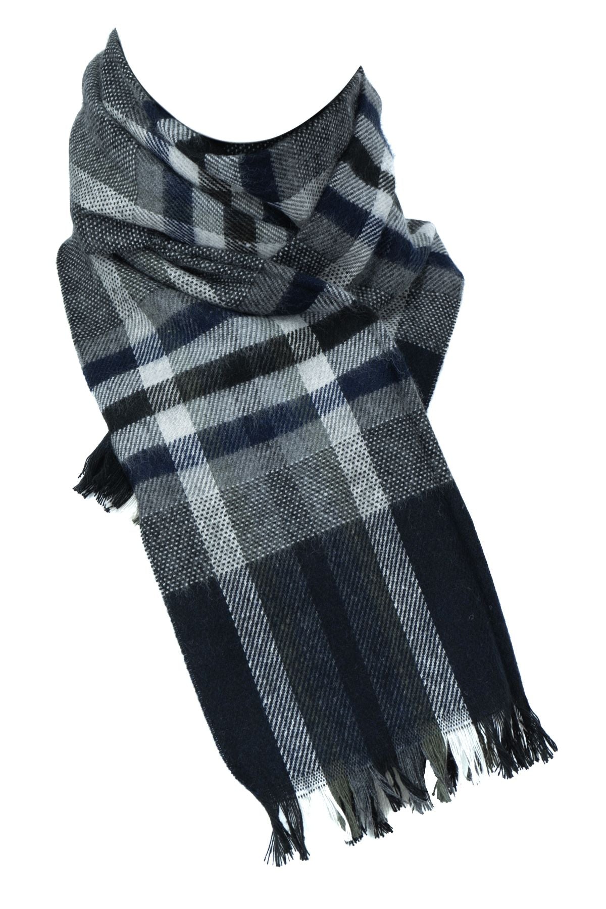 Erkek Kışlık Atkı Kalın Pamuklu Triko Örme Ekose Desenli Sıcak Tutar Rüzgar Geçirmez Rahat