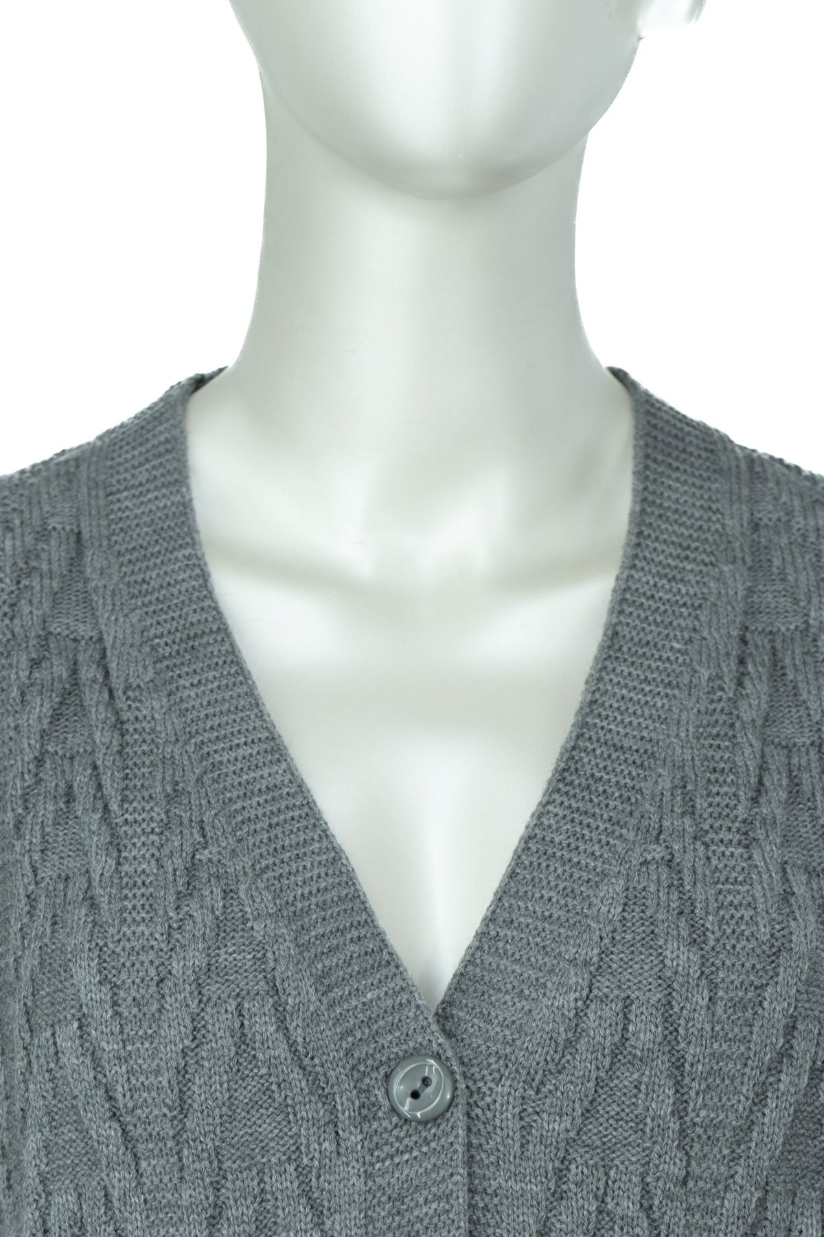 Kadın Kışlık Önden Düğmeli Uzun Kollu Çift Cepli Likralı Pamuklu Triko Dokuma Anne Hırka