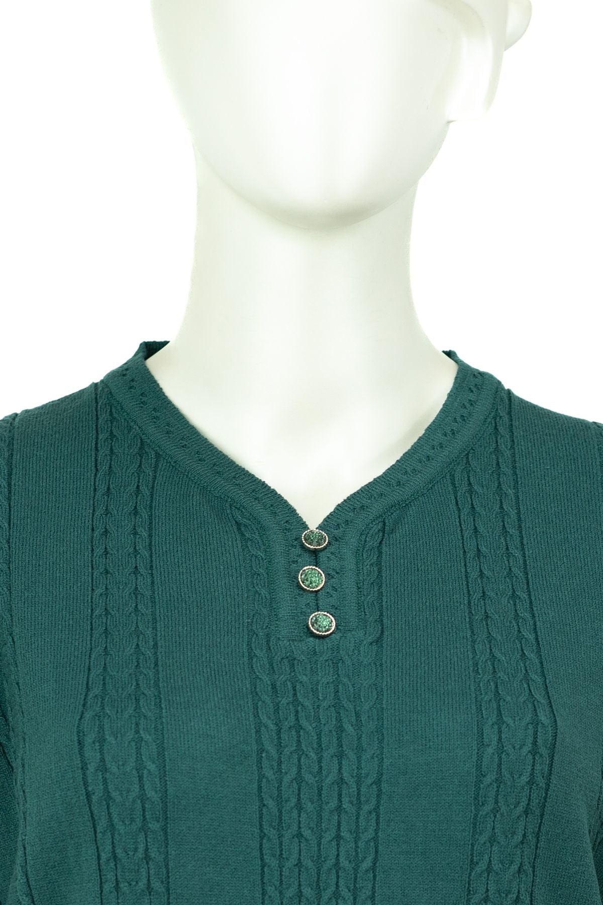 Kadın Kışlık Kendinden Motifli V Yaka Pamuklu Kardelen Tam Kalıp Dokuma Anne Kazak