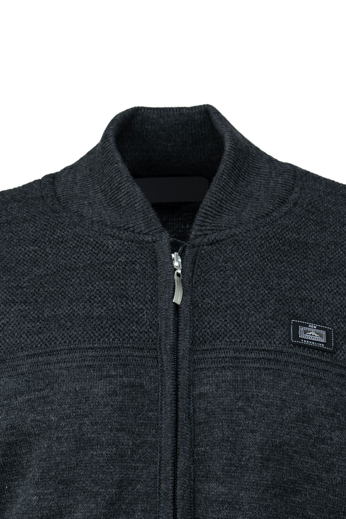 Erkek Kışlık Kalın Yünlü Örme Triko Yelek Şık Motifli Fermuarlı Çift Cepli Rahat Hakim Yaka