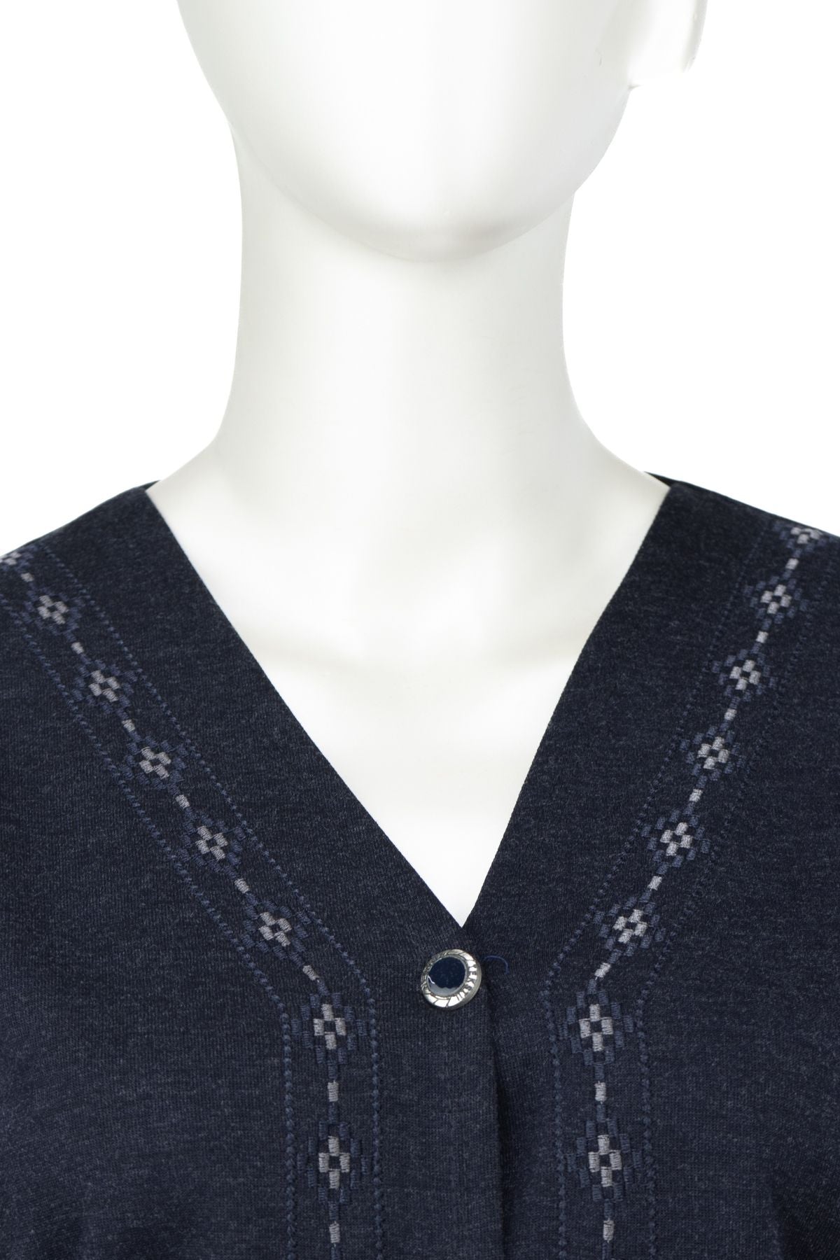 Kadın Kışlık Anne Hırka Modern Çiçek Nakışlı Ecrin Örme Önü Düğmeli Çift Cepli Likralı