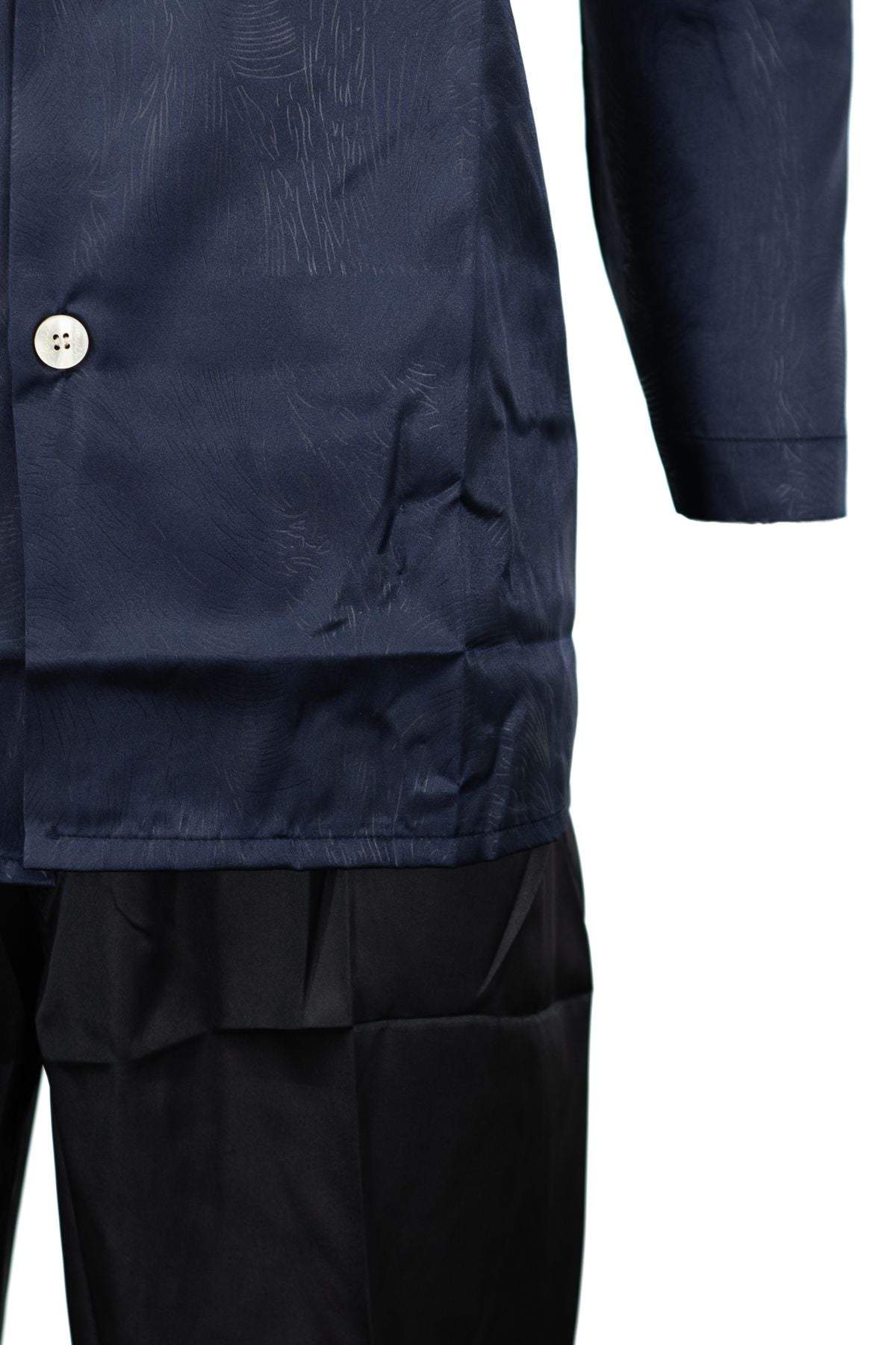 Erkek Klasik Model Saten Gecelik Gömlek Premium ipeksi Saten Kumaş Desenli Cepli Tam Kalıp