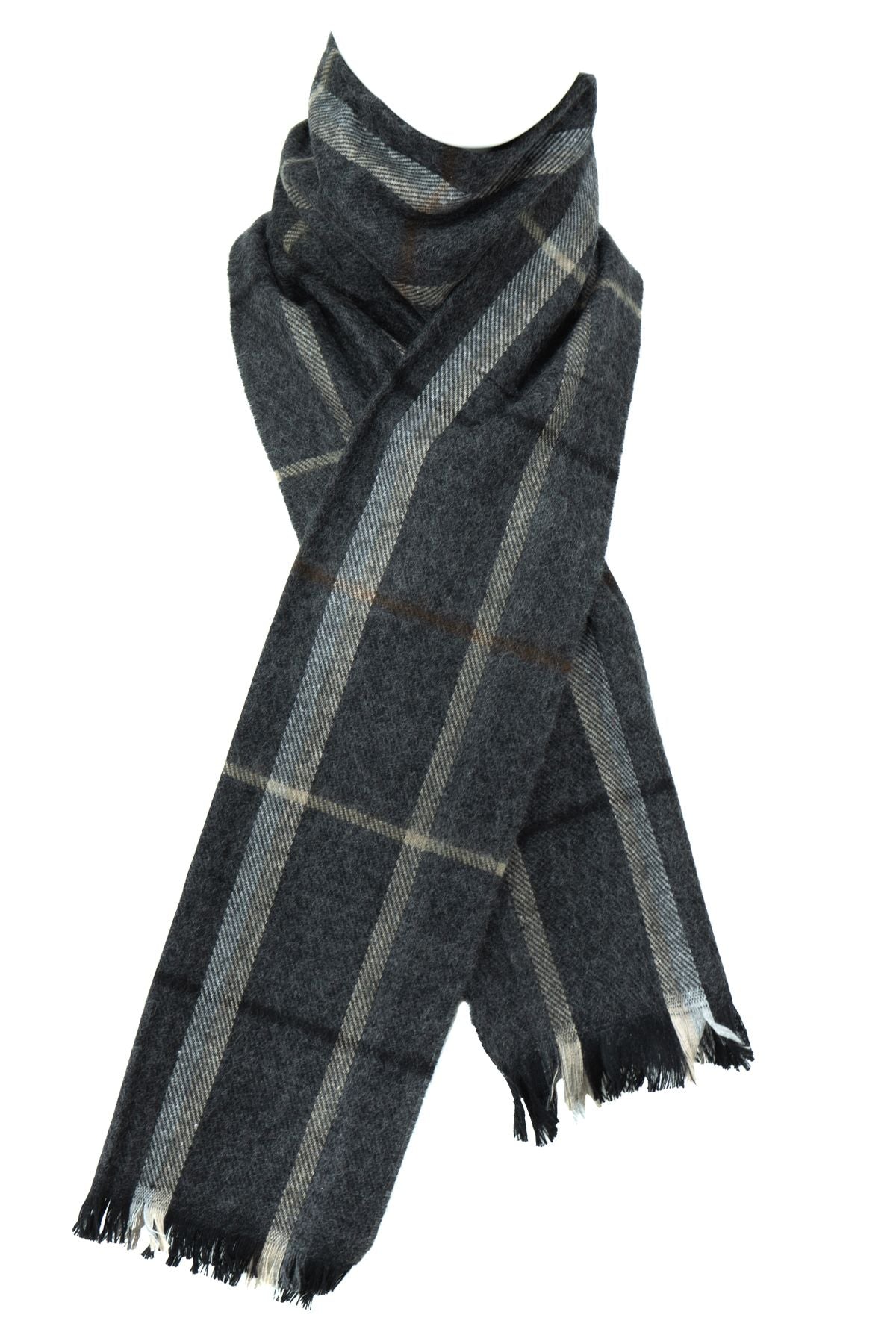 Erkek Kışlık Atkı Kalın Pamuklu Triko Örme Ekose Desenli Sıcak Tutar Rüzgar Geçirmez Rahat