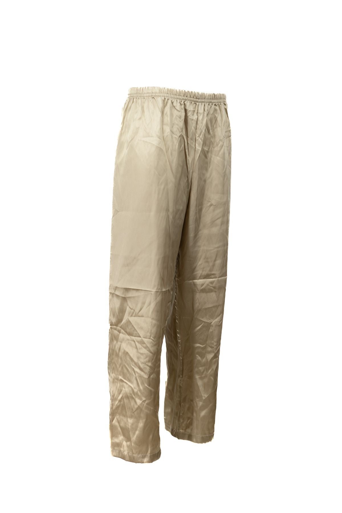 Erkek Saten Kumaş Pijama Pantolon Düz Renk Beli Lastikli Cepsiz Geniş Paça Rahat Kesim