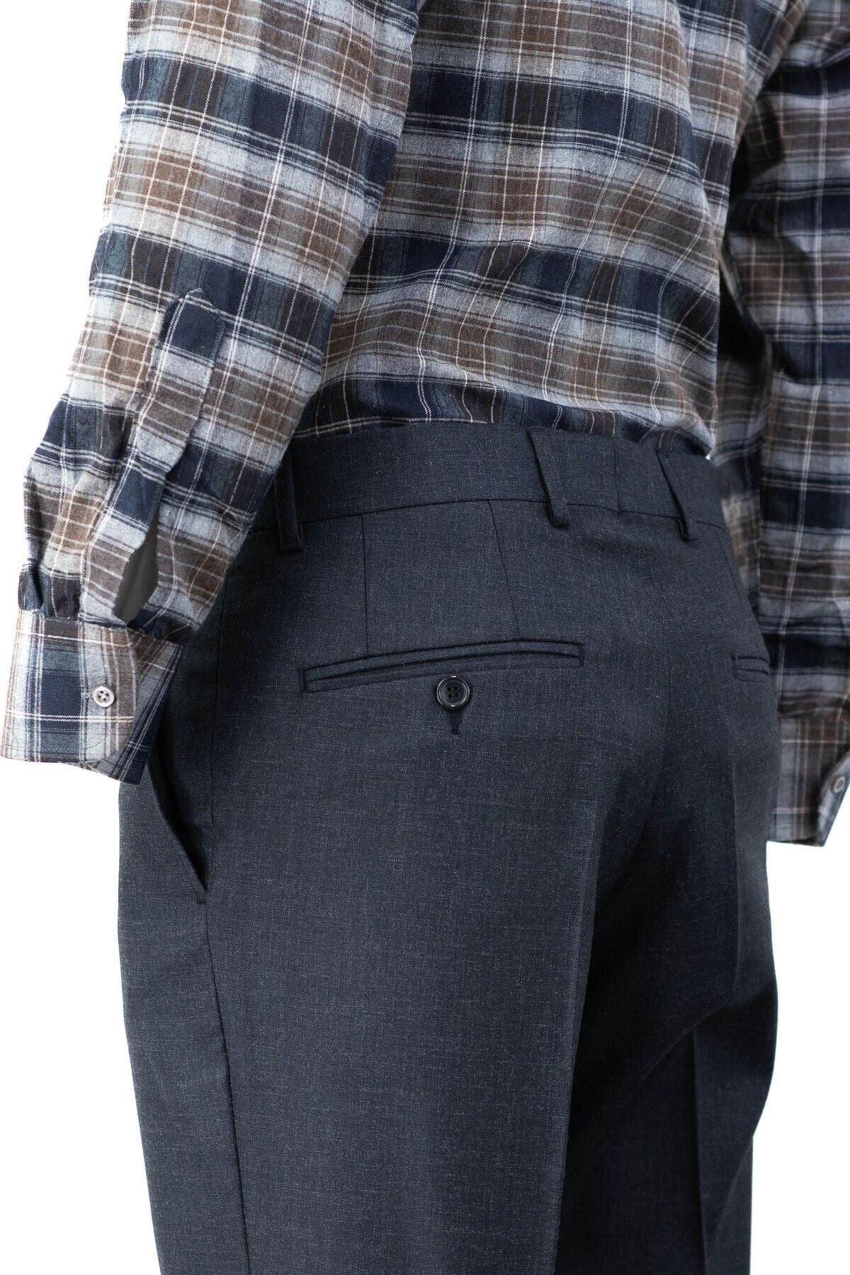 Erkek Mevsimlik Düz Paça Yanlardan Cepli Rahat Kesim Tam Kalıp Klasik Kumaş Pantolon