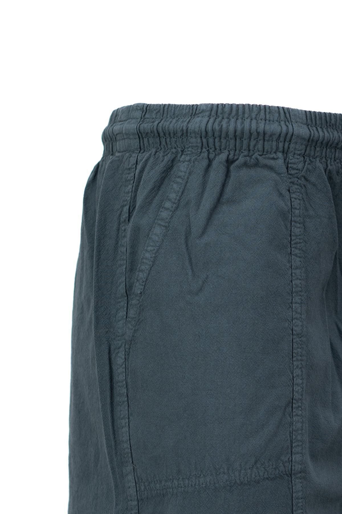 Erkek %100 Saf Pamuk Kumaş Pantolon Düz Paça Yanlardan Cepli Beli Bağcıklı Tam Kalıp