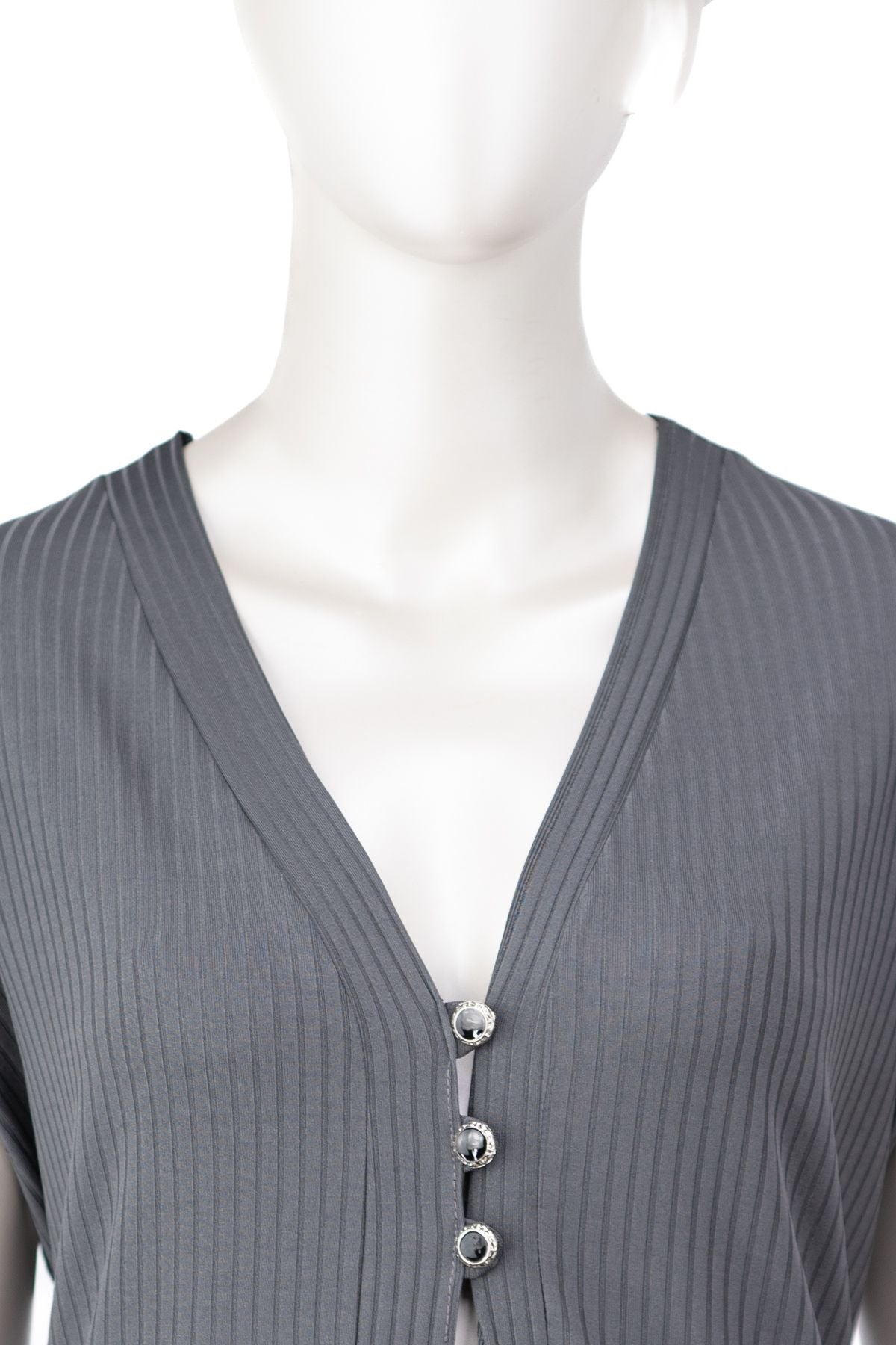 Kadın Elize Sandy Kumaş Anne Yelek V Yaka Önü Modern Üç Düğmeli Rahat Kesim Tam Kalıp