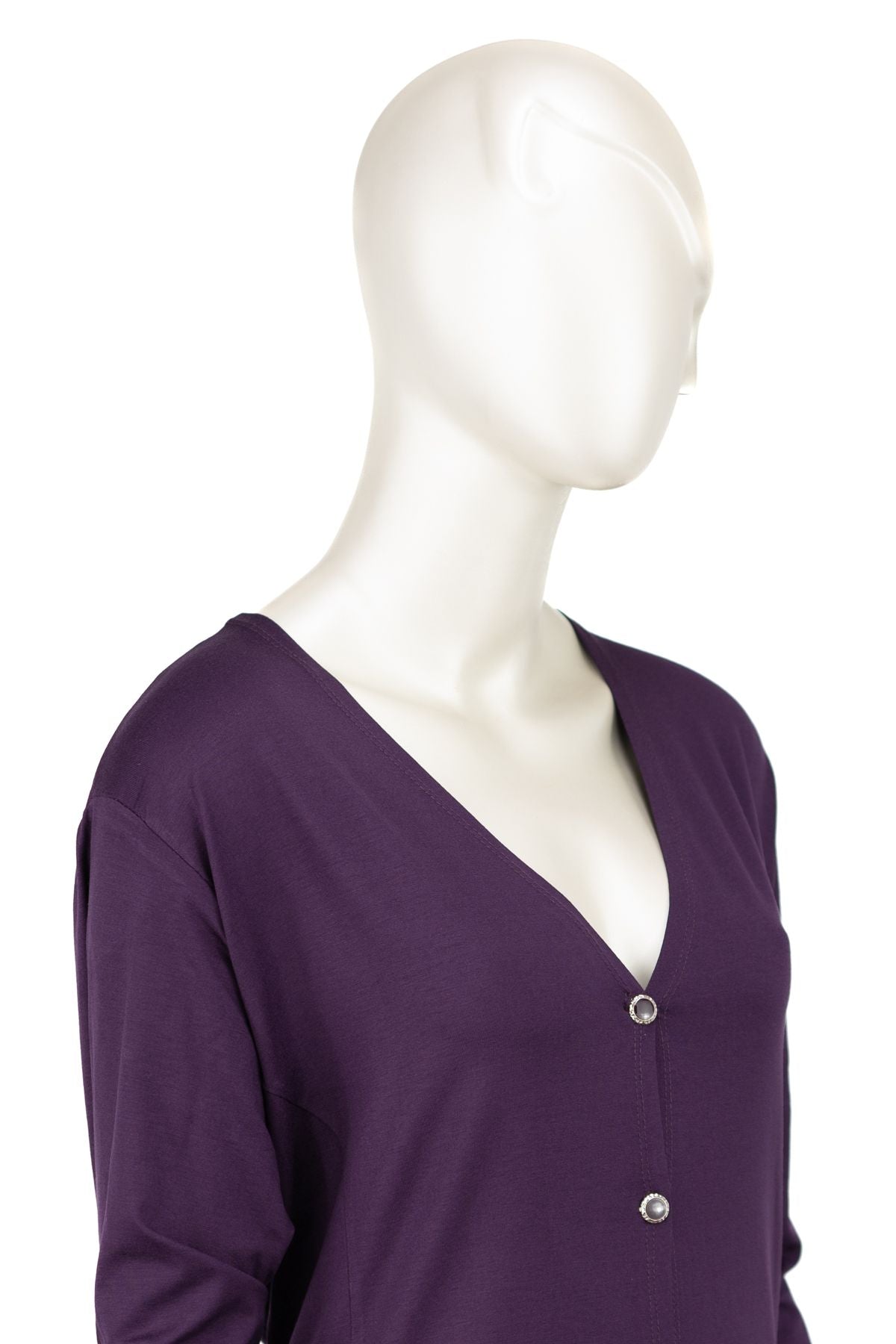 Kadın Turlu Viskon Penye Kumaş  Anne Uzun Hırka V Yaka Düğmeli Cepli Rahat Kesim Tam Kalıp