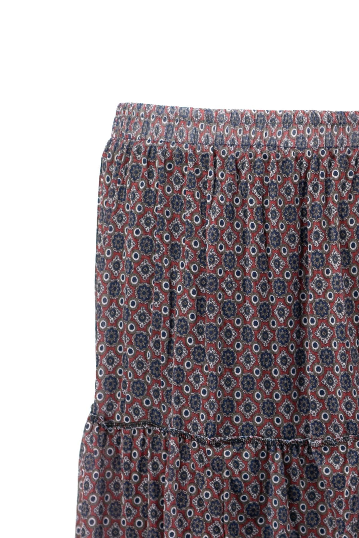 Kadın Astarlı Şifon Etek Şirin Papatya Desenli Beli Lastikli Rahat Kesim Parçalı