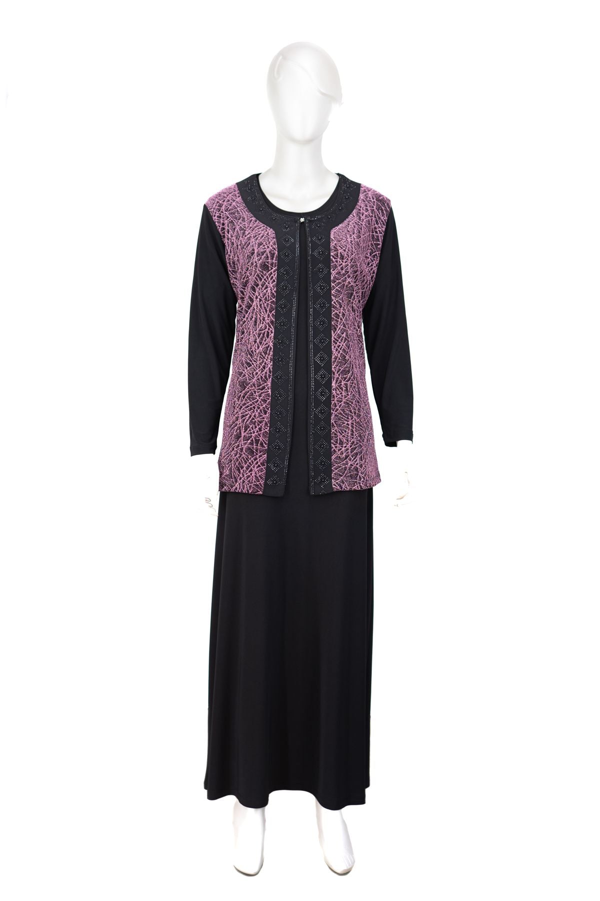 Kadın Sandy Kumaş içli Dışlı Takım Anne Abiye Elbise Şık Simli ve Broşlu Tam Kalıp Likralı