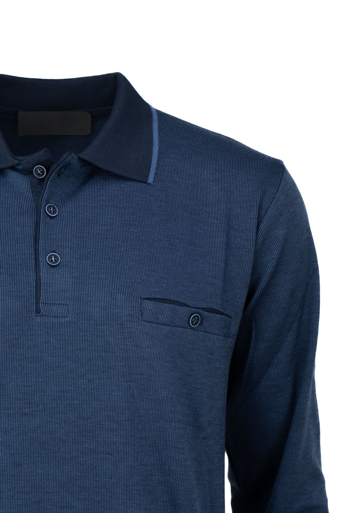 Erkek Kışlık Kazak Pamuklu Dokuma Düğmeli Polo Yaka Cepli Uzun Kollu Tarih Desenli Rahat