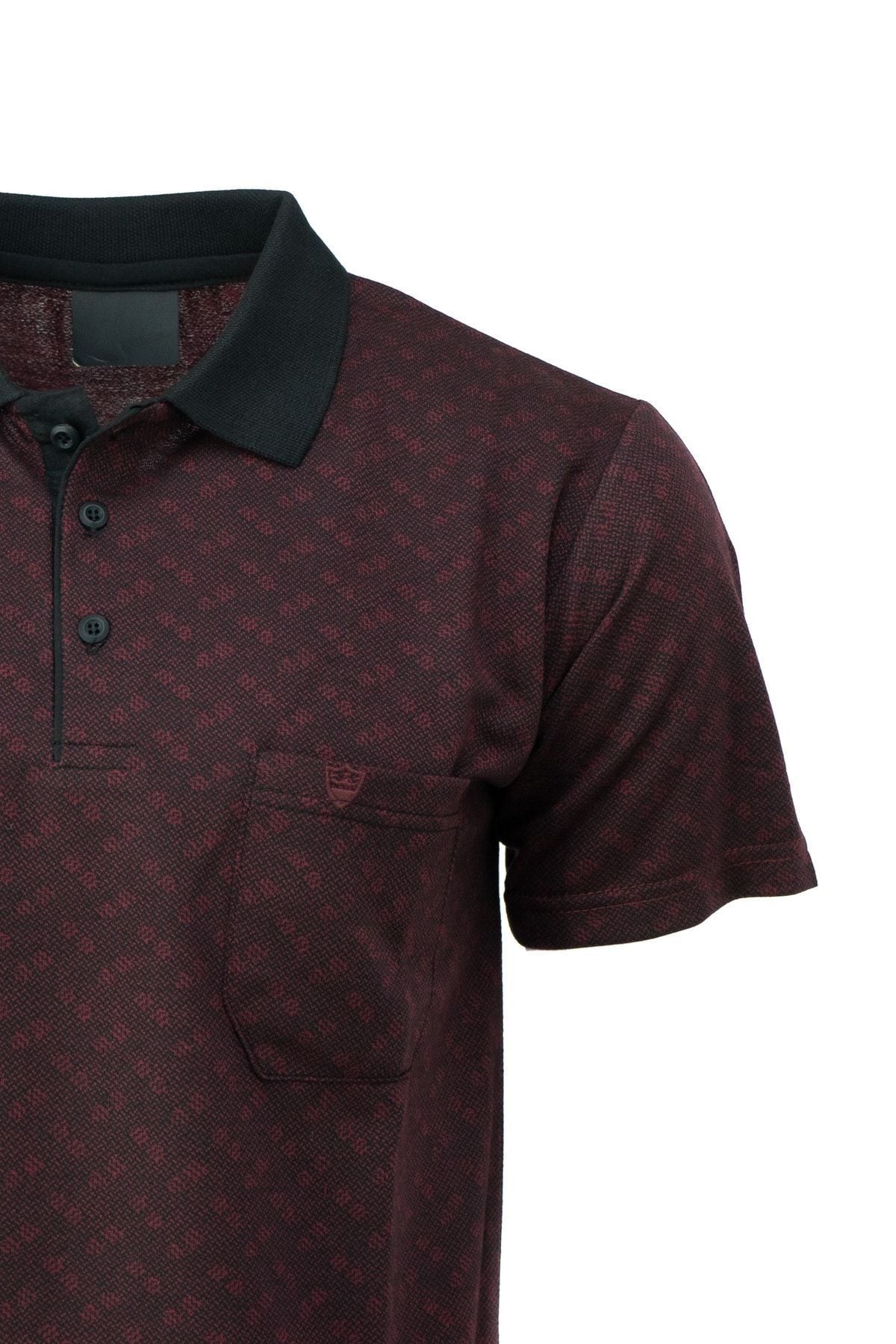 Erkek Polo Yaka Şık Desenli Cepli Kısa Kol Tam Kalıp Premium Pamuklu Jakarlı Kumaş T-Shirt