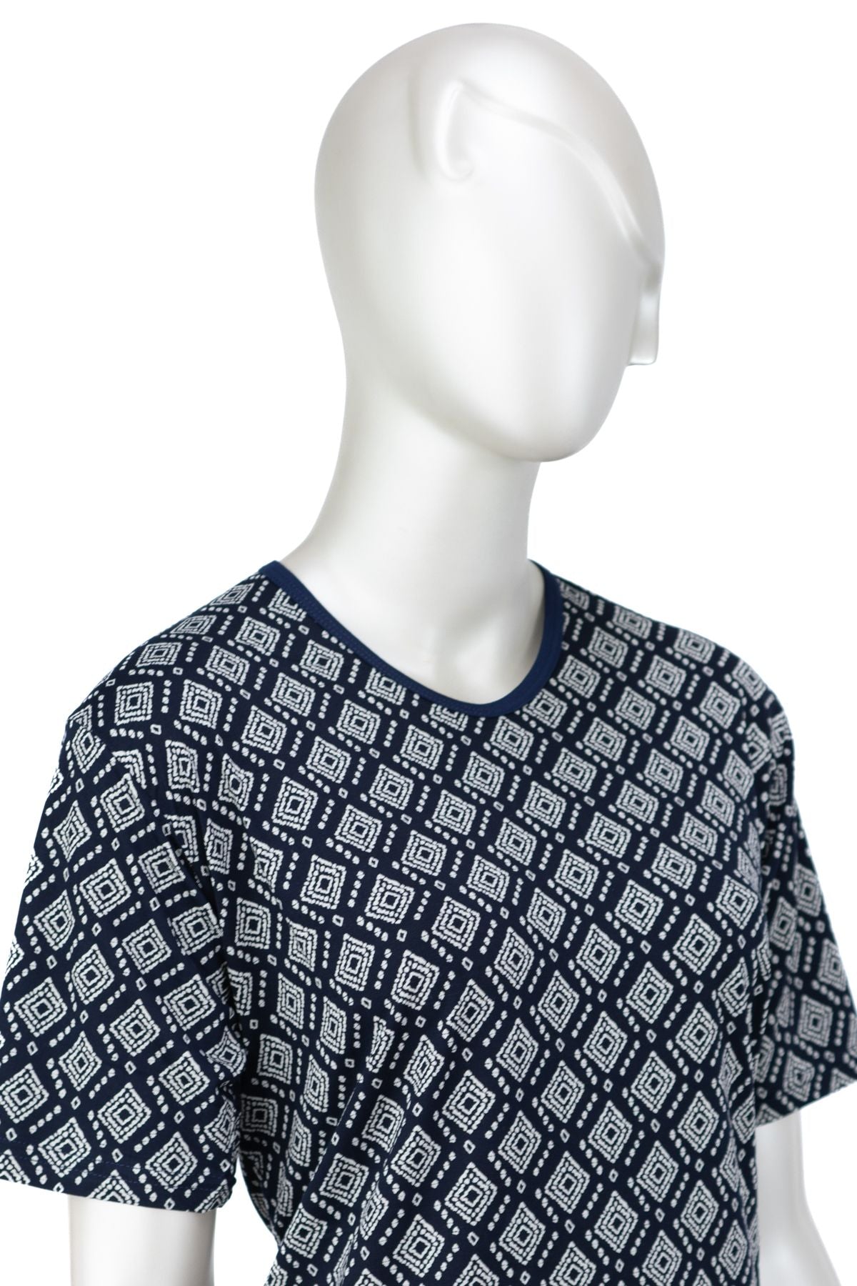 Kadın Turlu Viskon Penye Kumaş Anne Bluz Sarmaşık Desenli Kısa Kollu Tam Kalıp Likralı