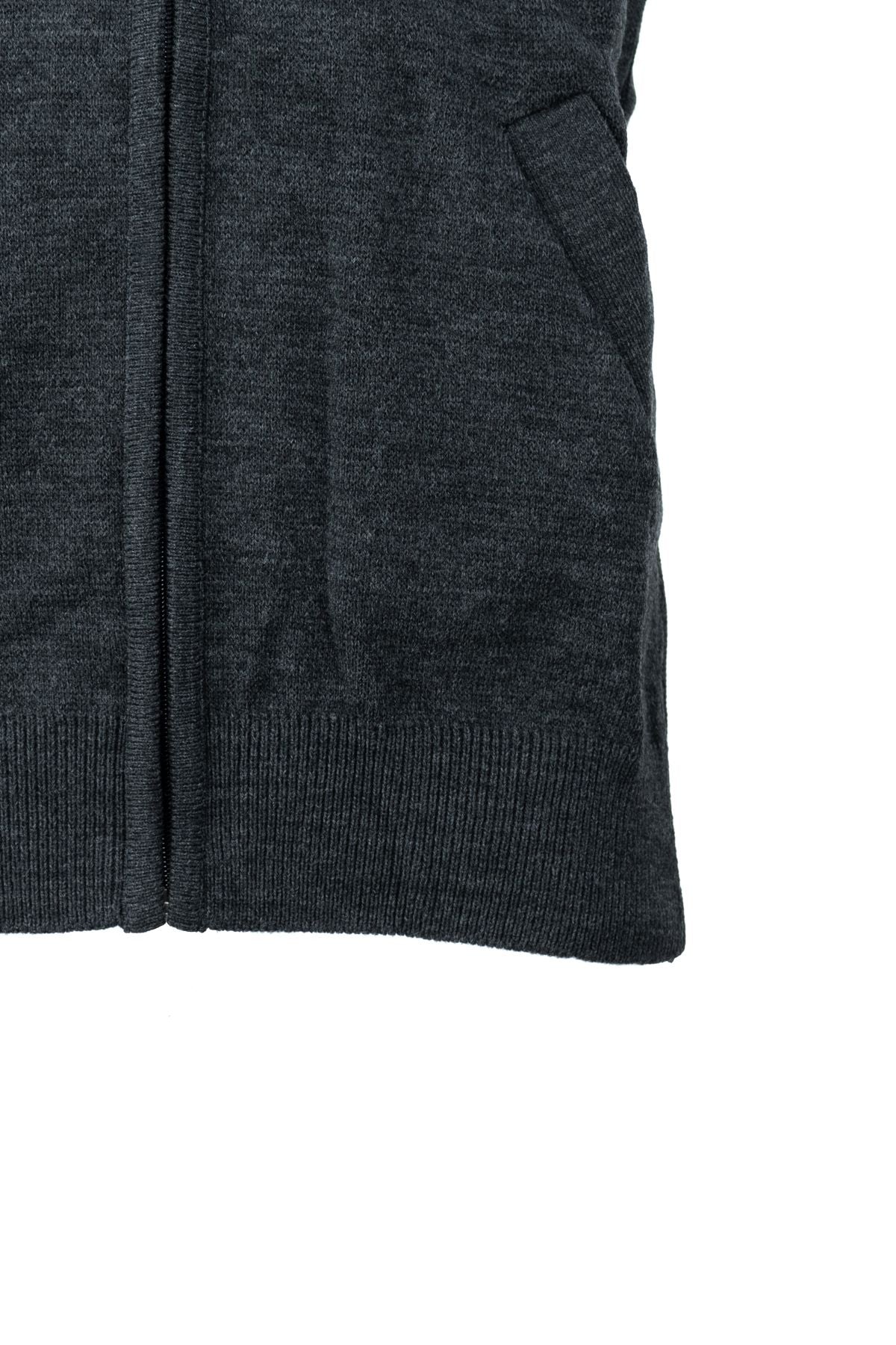 Erkek Kışlık Kalın Yünlü Örme Triko Yelek Şık Motifli Fermuarlı Çift Cepli Rahat Hakim Yaka