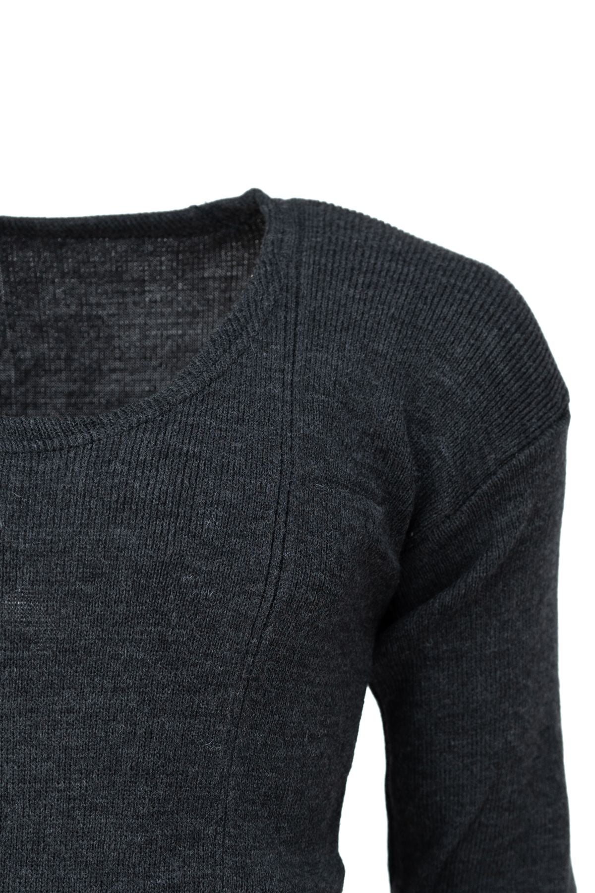 Erkek Kışlık %100 Yün Termal Fanila Uzun Kollu Kalın Klasik Yün Örme Düz Renk Sıcak Tutar