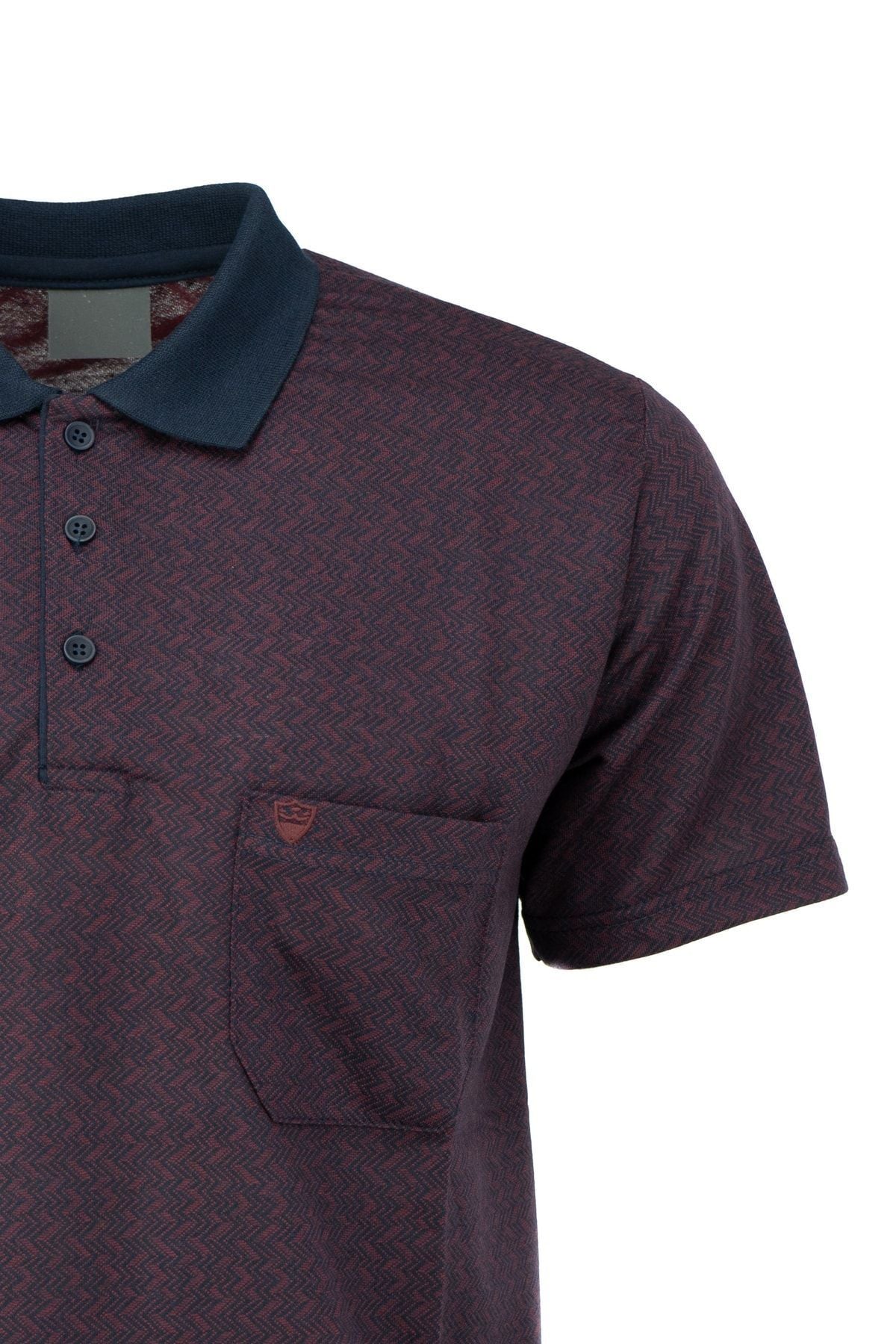 Erkek Polo Yaka Şık Desenli Cepli Kısa Kollu Rahat Tam Kalıp Premium Pamuklu Kumaş T-shirt