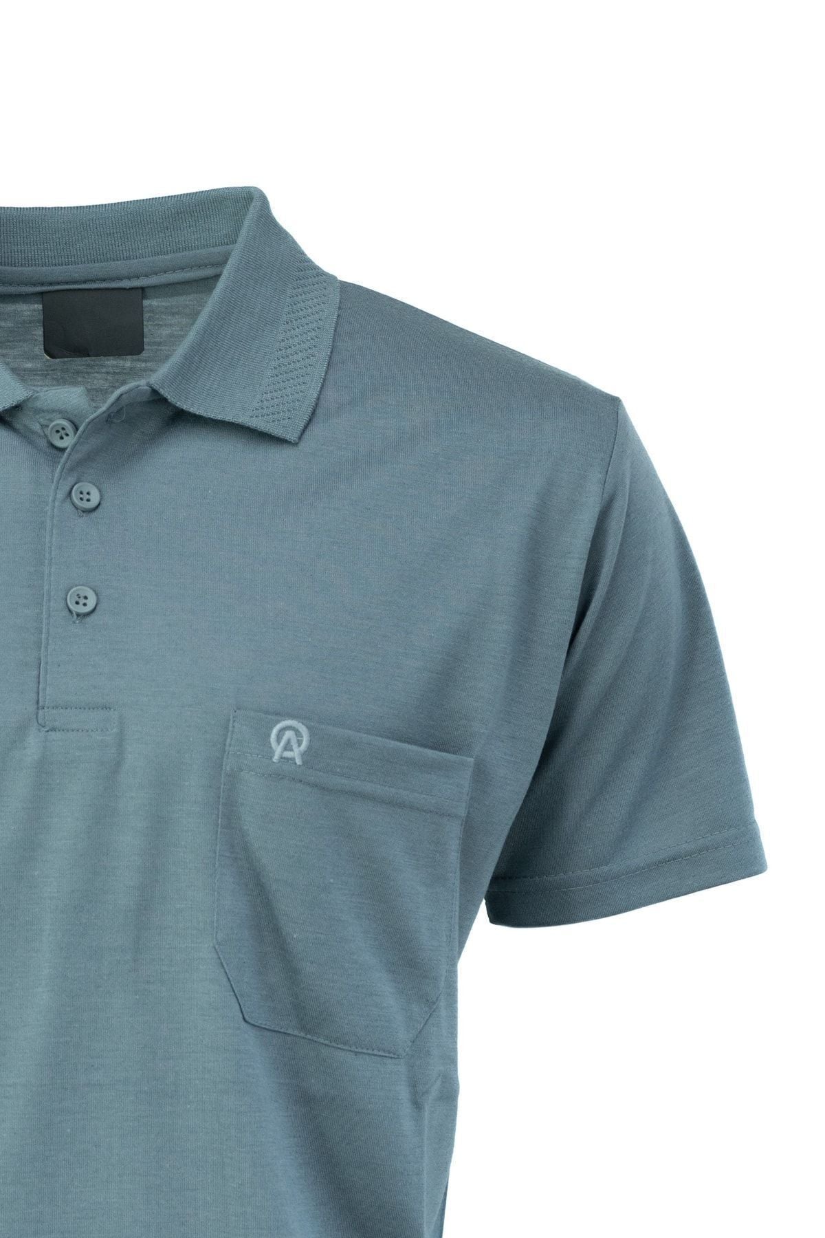 Erkek Polo Yaka Arma Cepli Kısa Kollu Düz Renk Normal Kesim Premium Pamuklu Kumaş T-Shirt