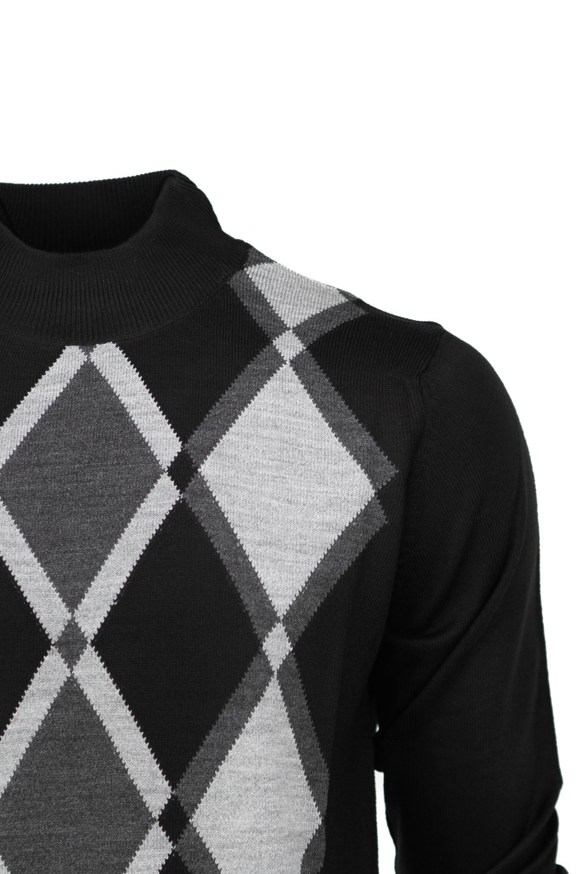 Erkek Kışlık Doğal Yünlü Örme Yarım Balıkçı Yaka Kazak Baklava Desenli Klasik Model