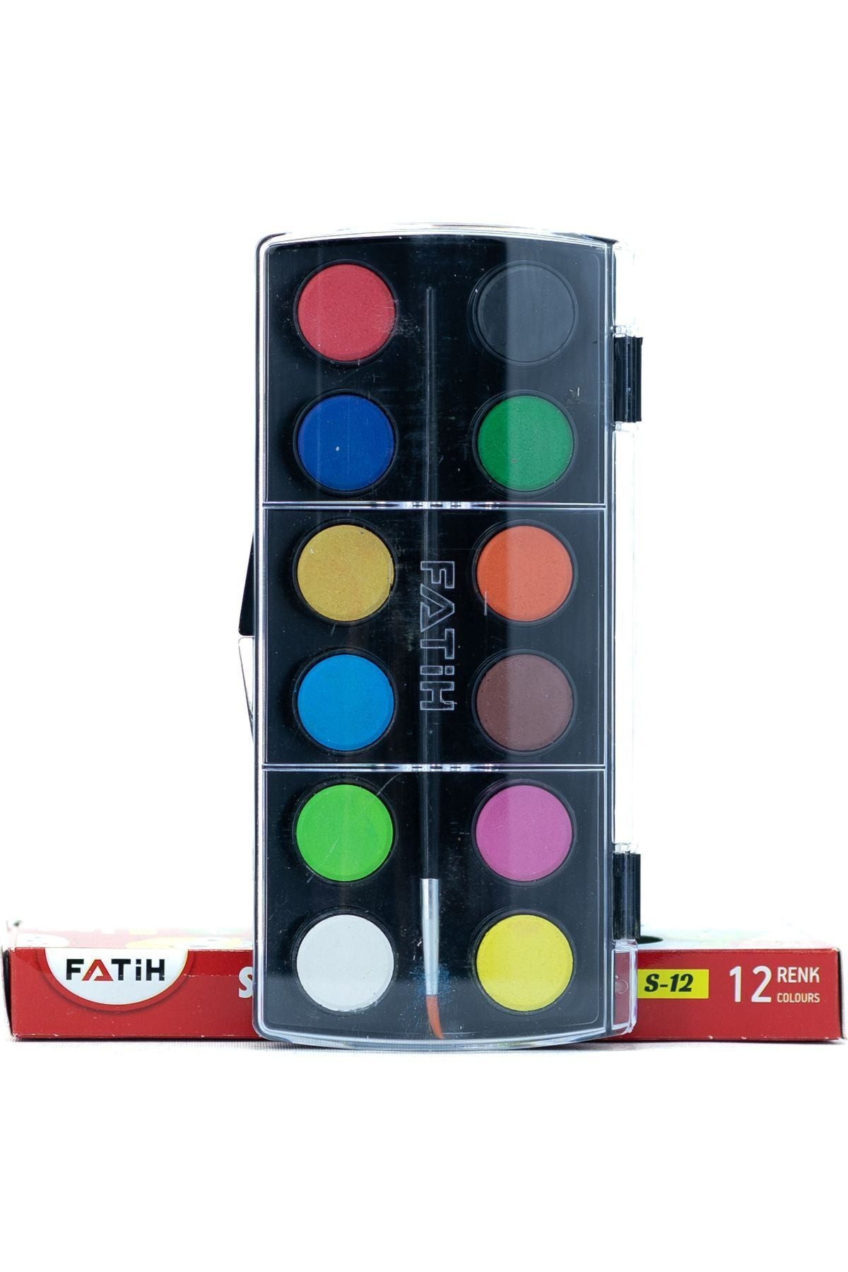 Kırtasiye Sulu Boya ilkokul Ortaokula Fırça Hediyeli Çocuk Dostu 12 Farklı Canlı Renk