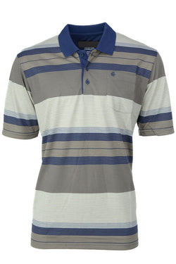 Erkek Pamuklu Ringelli Kumaş T-Shirt Polo Yaka Cepli Kısa Kol Şık Çizgi Desenli Tam Kalıp