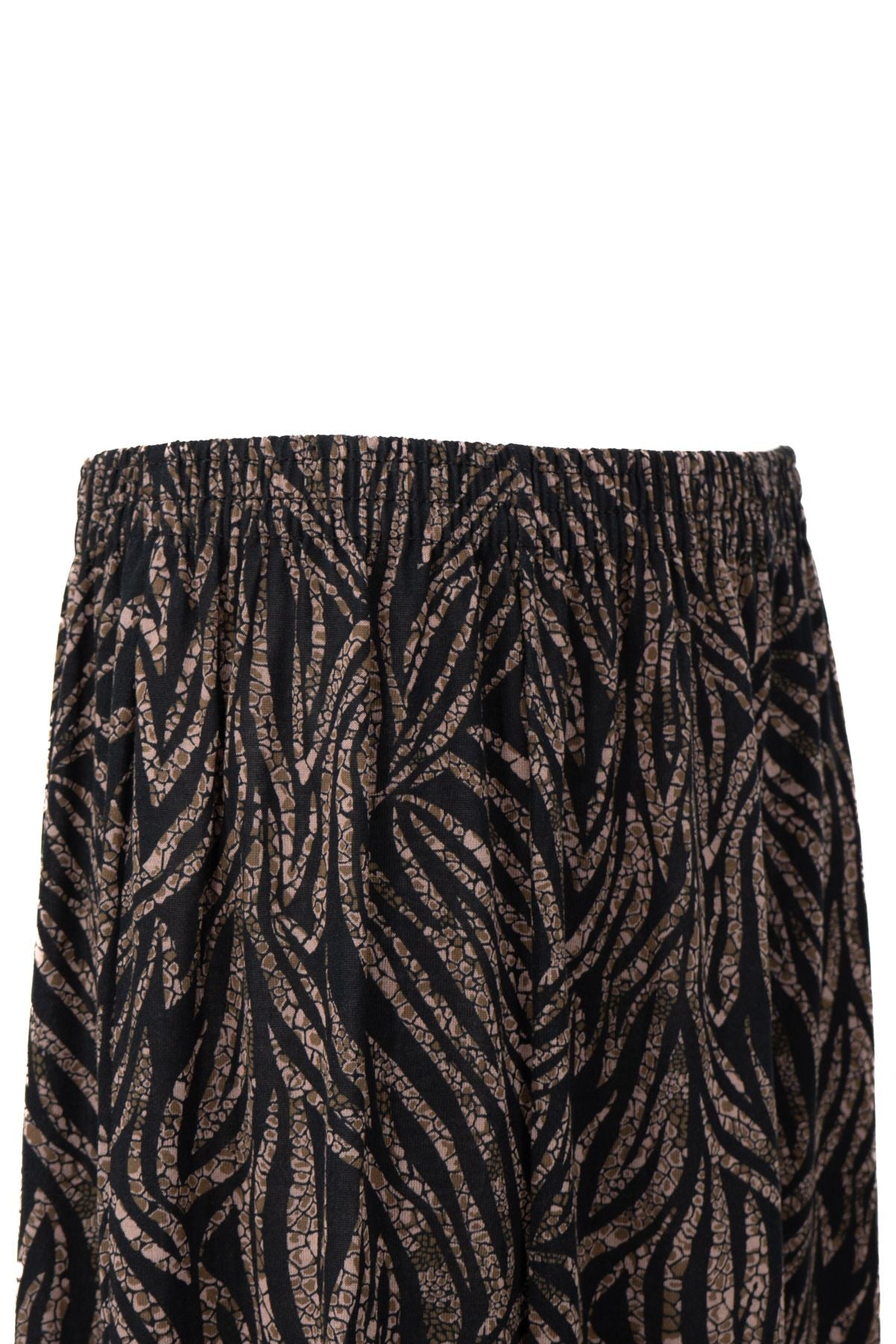 Kadın Kışlık Anne Balık Etek Viskon Kumaş Tual Desenli Beli Lastikli Rahat Kesim Tam Kalıp