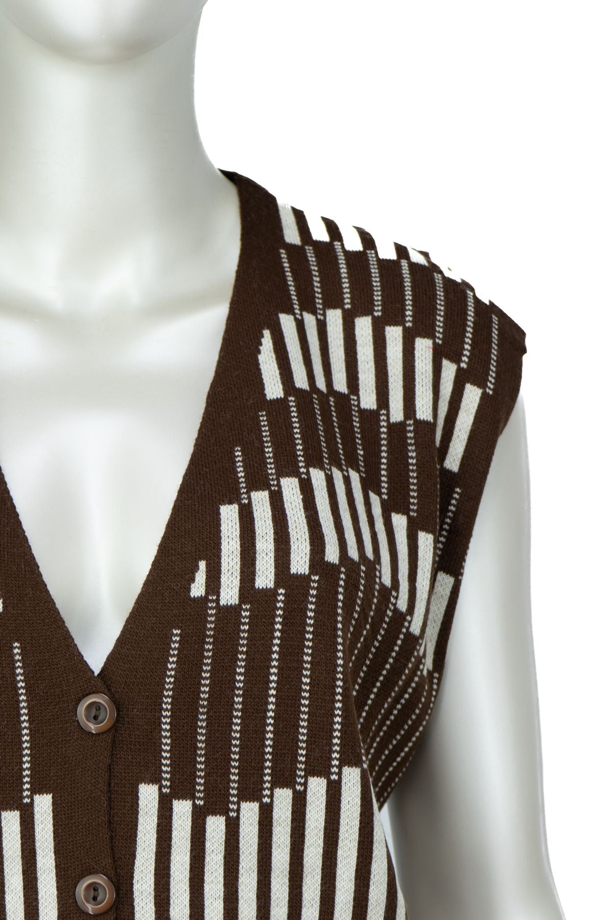 Kadın Kışlık Anne Yelek Pamuklu Triko Örme Klasik Açelya Motifli Önden Düğmeli Çift Cepli