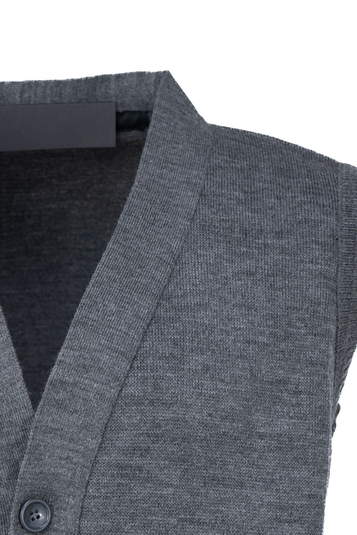Erkek Kışlık Kalın Yünlü Örme Triko Yelek Düz Motifli Düğmeli Çift Cepli Tam Kalıp V Yaka