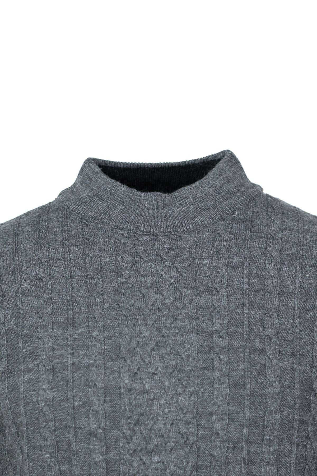 Erkek Kışlık Desenli Yarım Balıkçı Yaka Likralı Tam Kalıp Kalın Premium Yünlü Dokuma Kazak