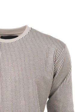 Erkek Mevsimlik Doğal Pamuklu Sweatshirt Bisiklet Yaka Çizgili Rahat Kesim Tam Kalıp