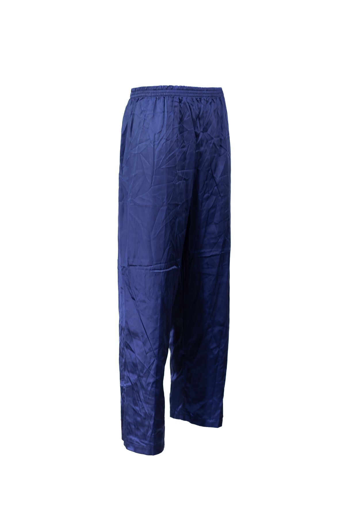 Erkek Saten Kumaş Pijama Pantolon Düz Renk Beli Lastikli Cepsiz Geniş Paça Rahat Kesim