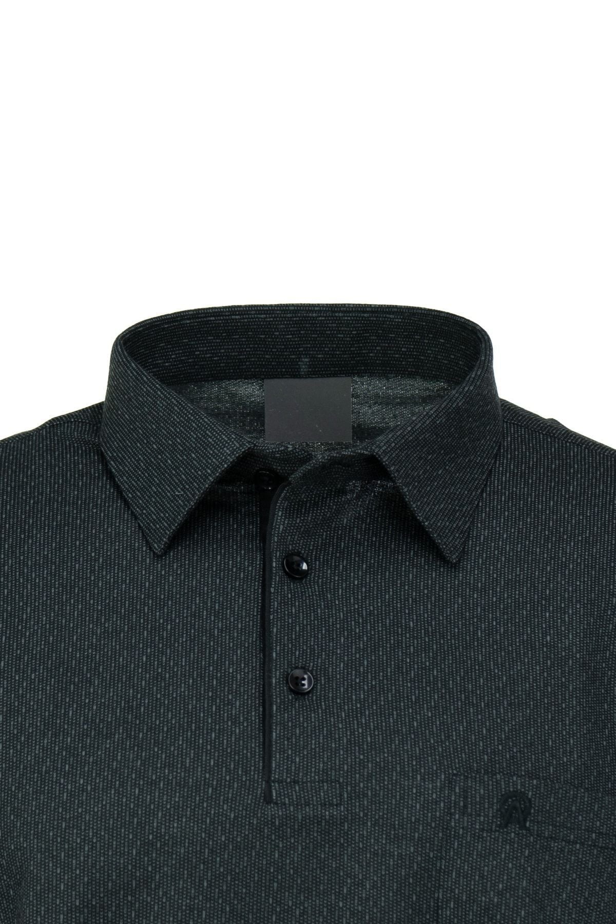 Erkek Gömlek Yaka Desenli Cepli Kısa Kollu Normal Kesim Premium Pamuklu Kumaş T-shirt