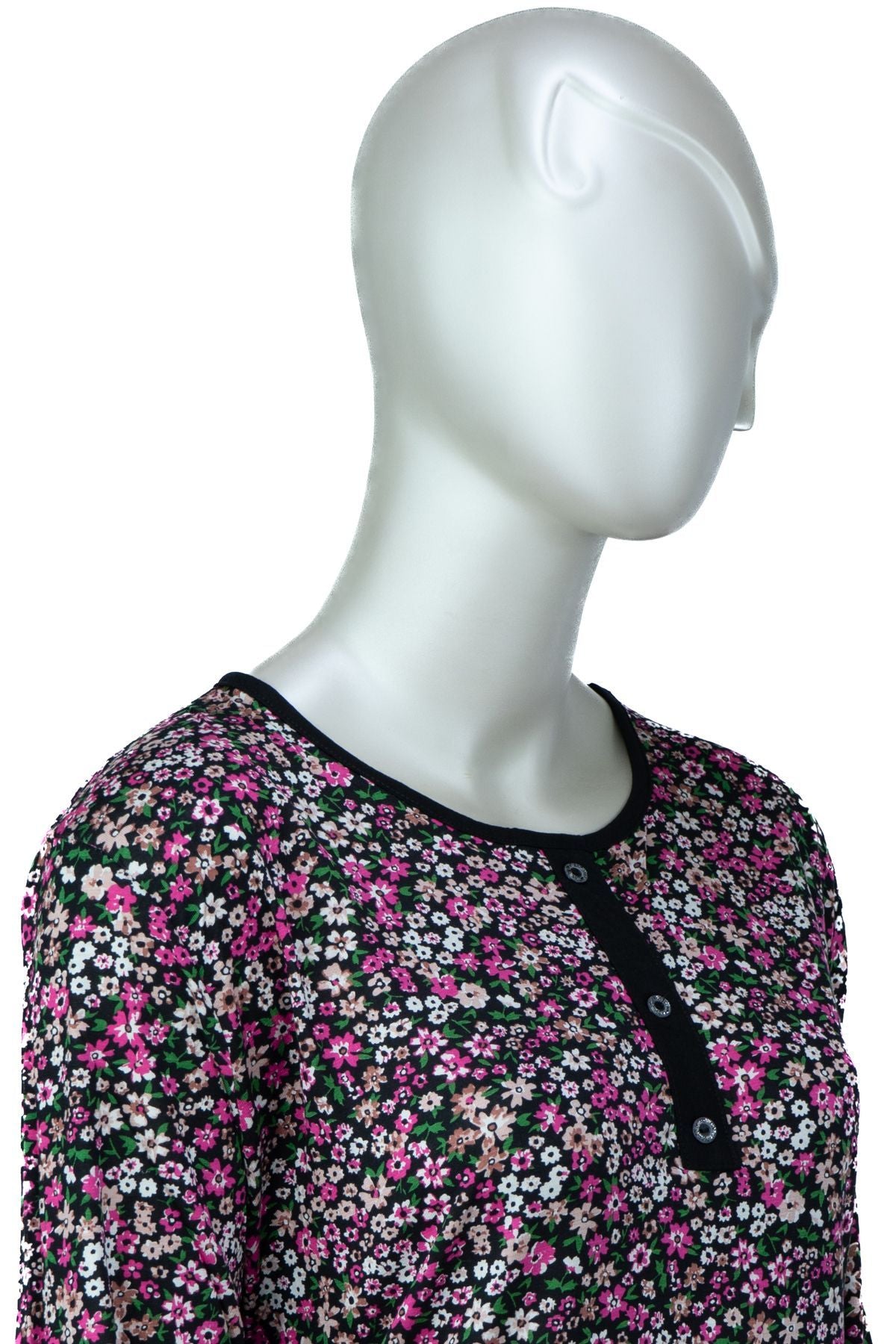 Kadın Anne Bluz Turlu Viskon Penye Kumaş Çiçek Demeti Desenli Likralı Rahat Kesim Tam Kalıp