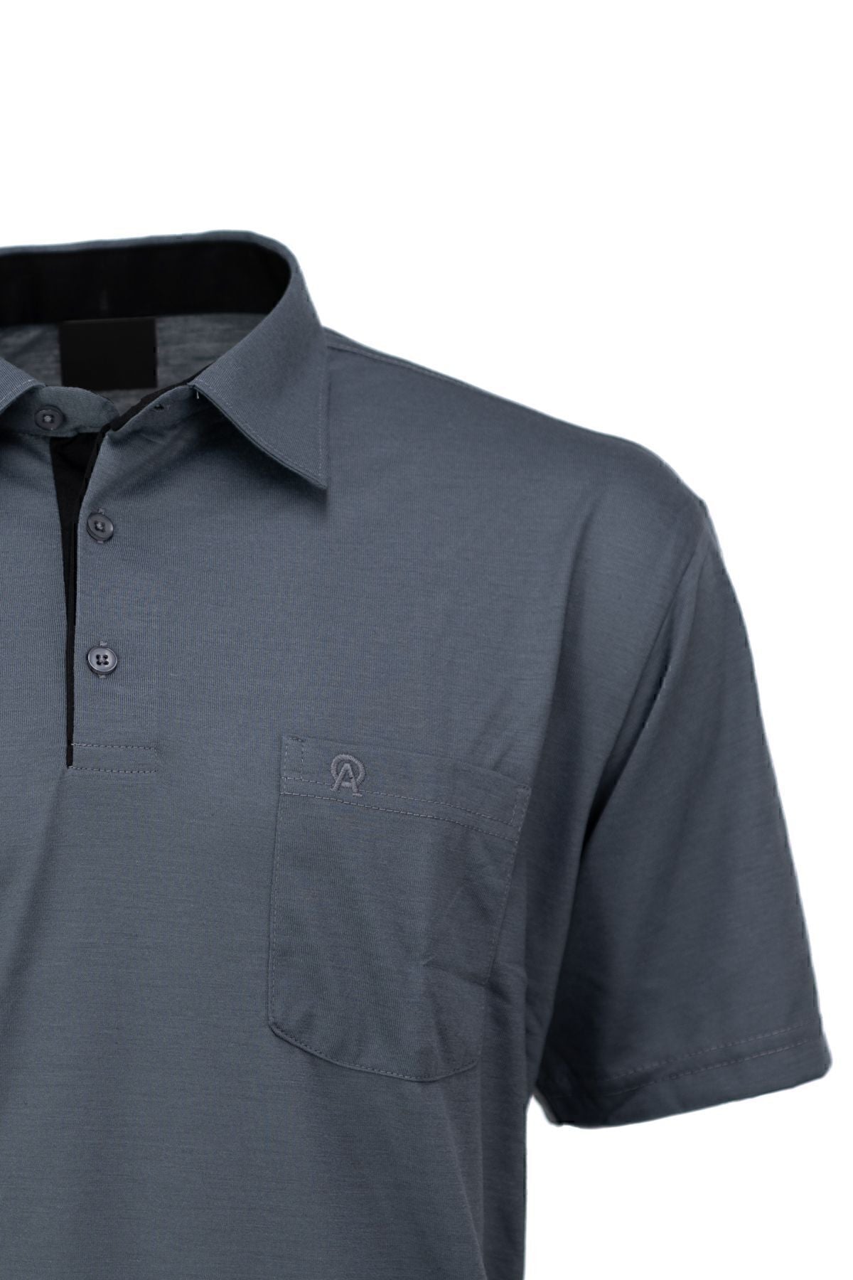 Erkek Cepli Kısa Kollu Düz Renk Normal Kesim Pamuklu Kumaş Gömlek Yaka T-shirt