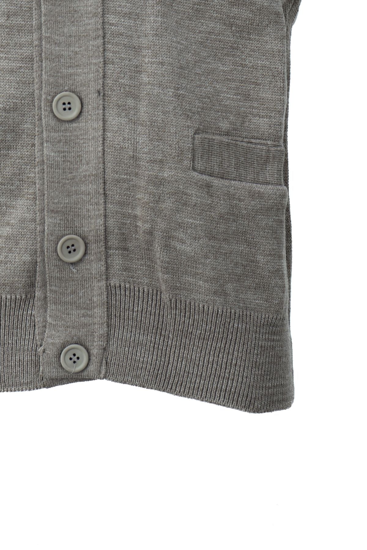 Erkek Kışlık Kalın Yünlü Örme Triko Yelek Düz Motifli Düğmeli Çift Cepli Rahat Kesim V Yaka