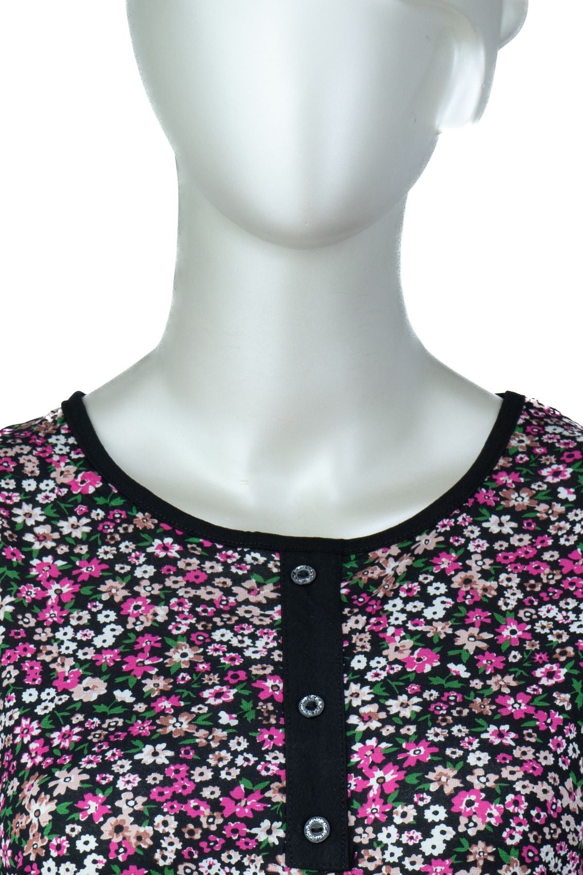 Kadın Anne Bluz Turlu Viskon Penye Kumaş Çiçek Demeti Desenli Likralı Rahat Kesim Tam Kalıp