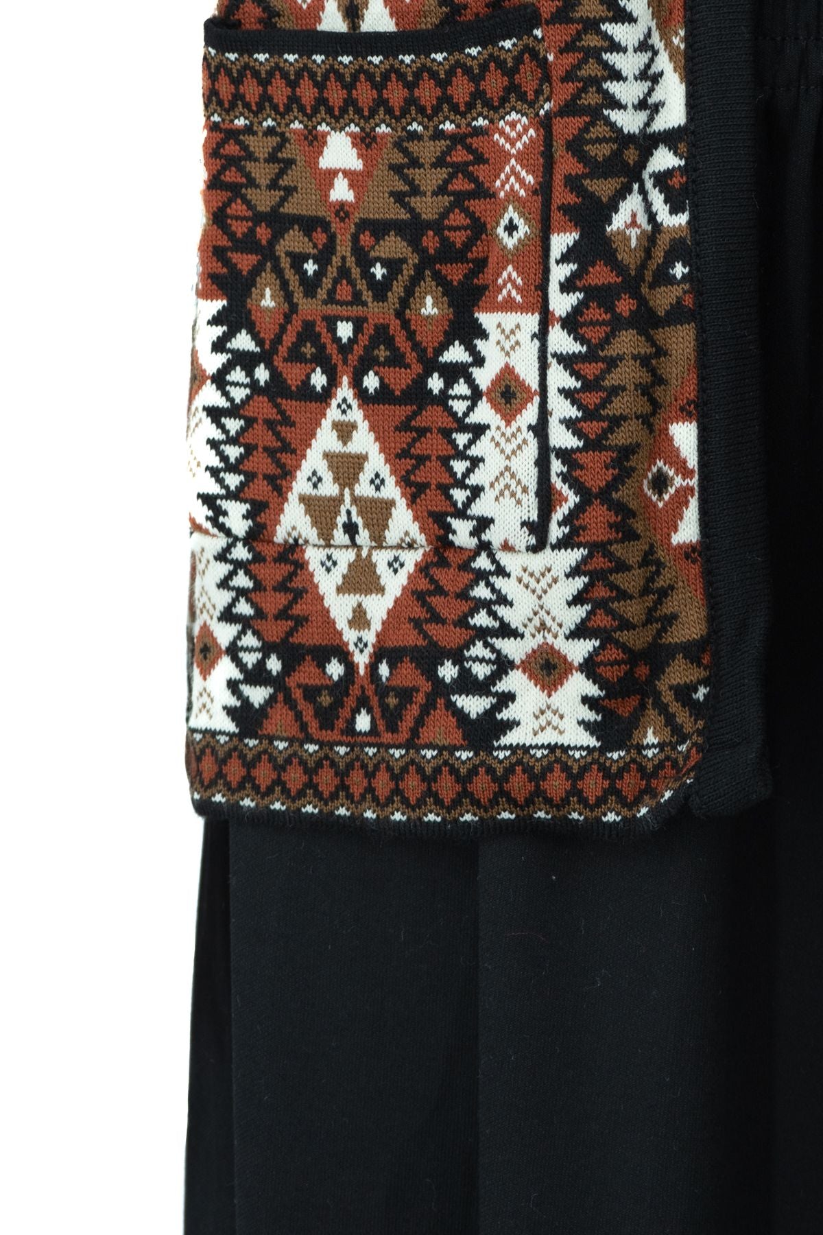 Kadın Kışlık Anne Yelek Pamuklu Triko Örme Klasik Etnik Motifli Önden Düğmeli Çift Cepli