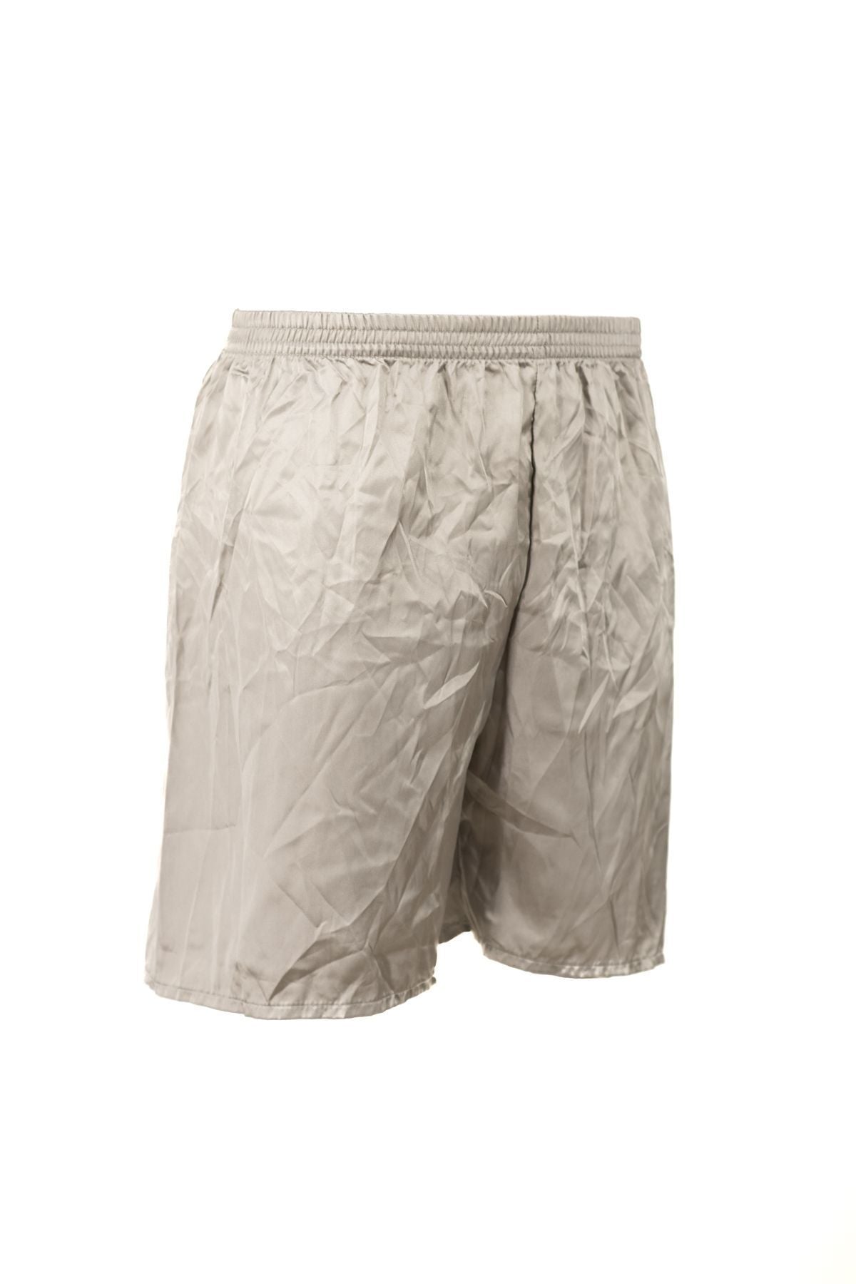 Erkek Saten Kumaş Şort Düz Renk Beli Lastikli Cepsiz Hafif Kumaş