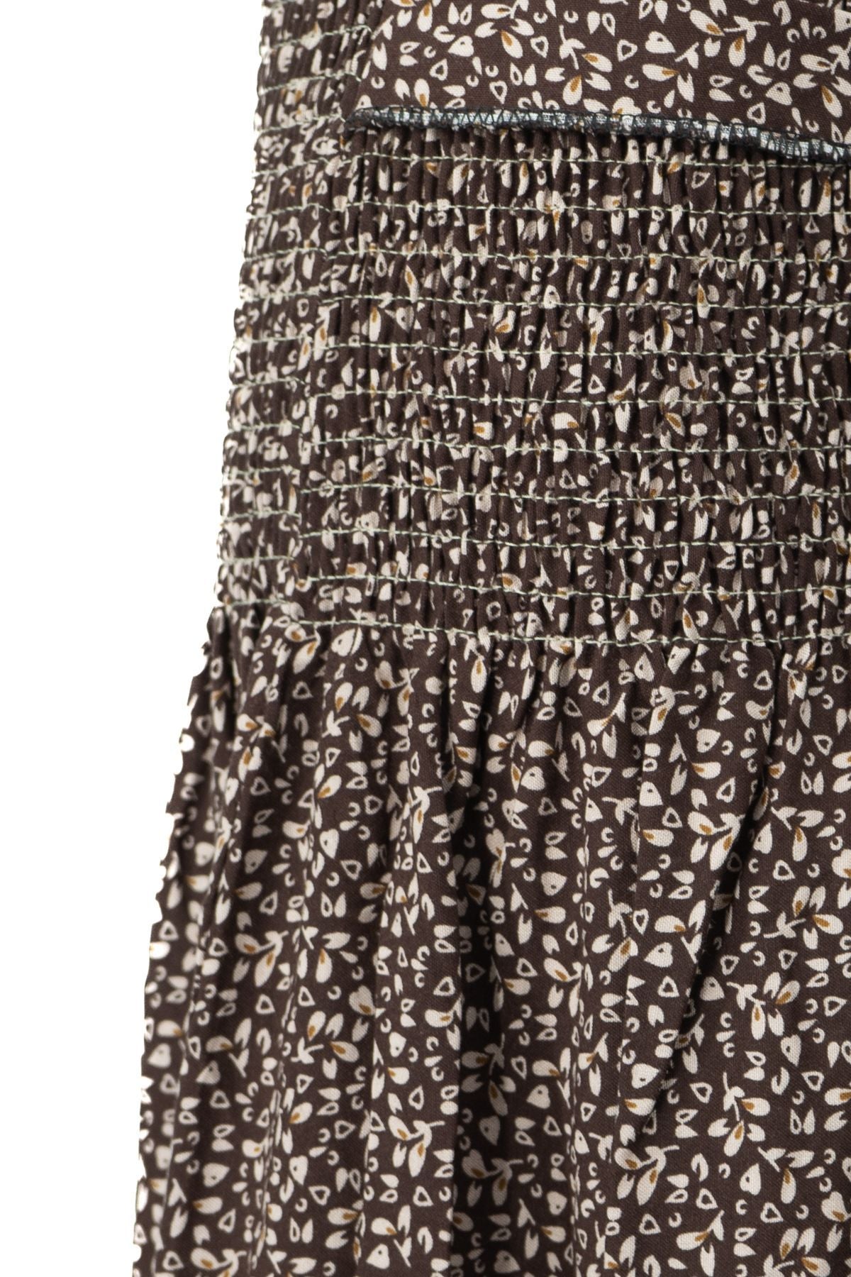 Kadın Etek Dokuma Viskon Kumaş Beli Lastikli Sümbül Çiçeği Desenli Rahat Kesim Tam Kalıp