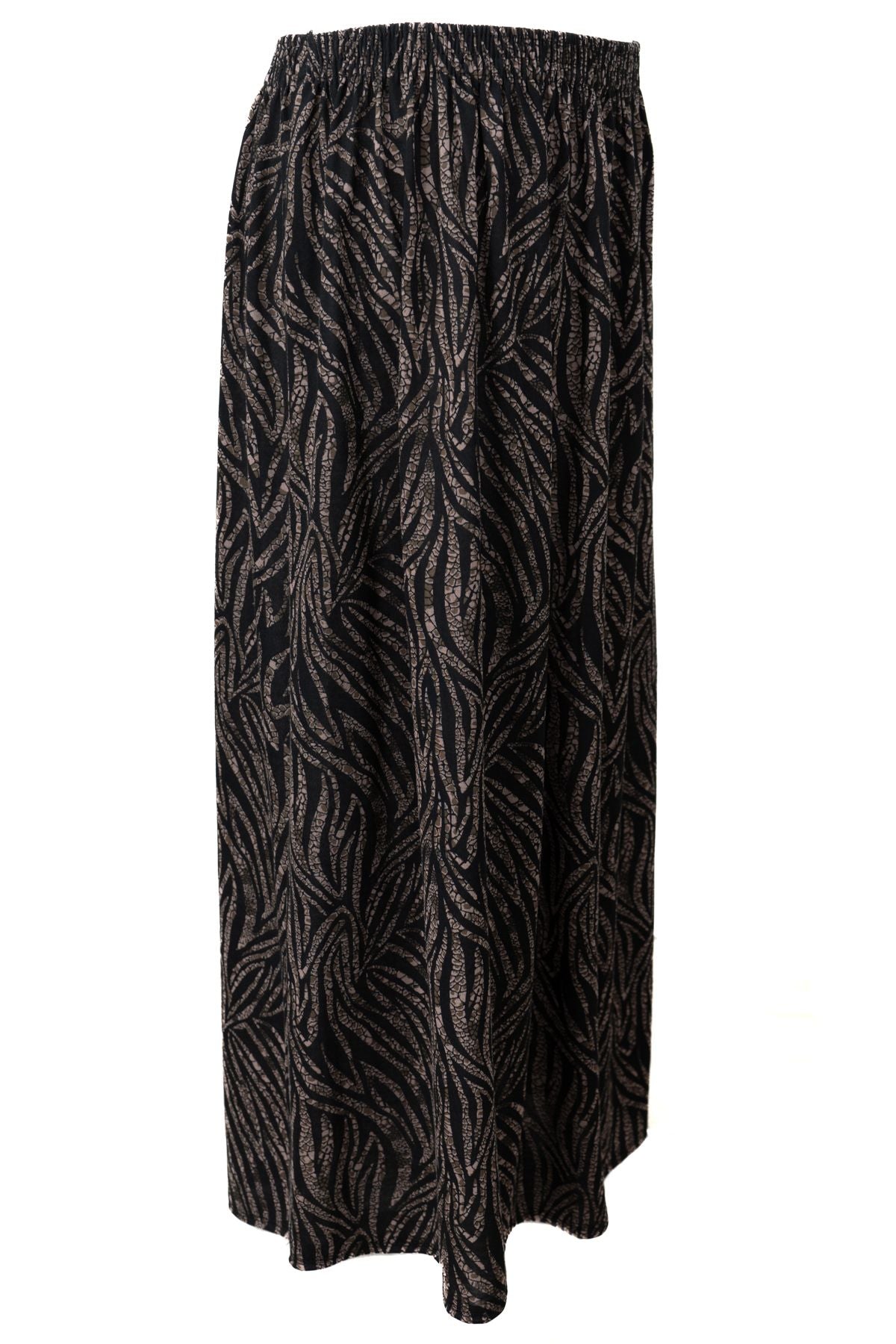 Kadın Kışlık Anne Etek Viskon Kumaş Manzara Desenli Beli Lastikli Rahat Kesim Tam Kalıp