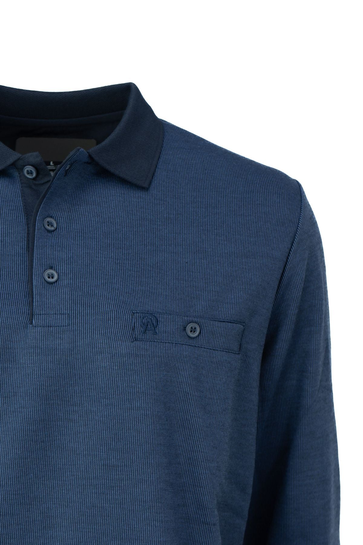 Erkek Mevsimlik Kazak Pamuklu Düğmeli Polo Yaka Cepli Uzun Kollu Han Desenli Rahat Kesim