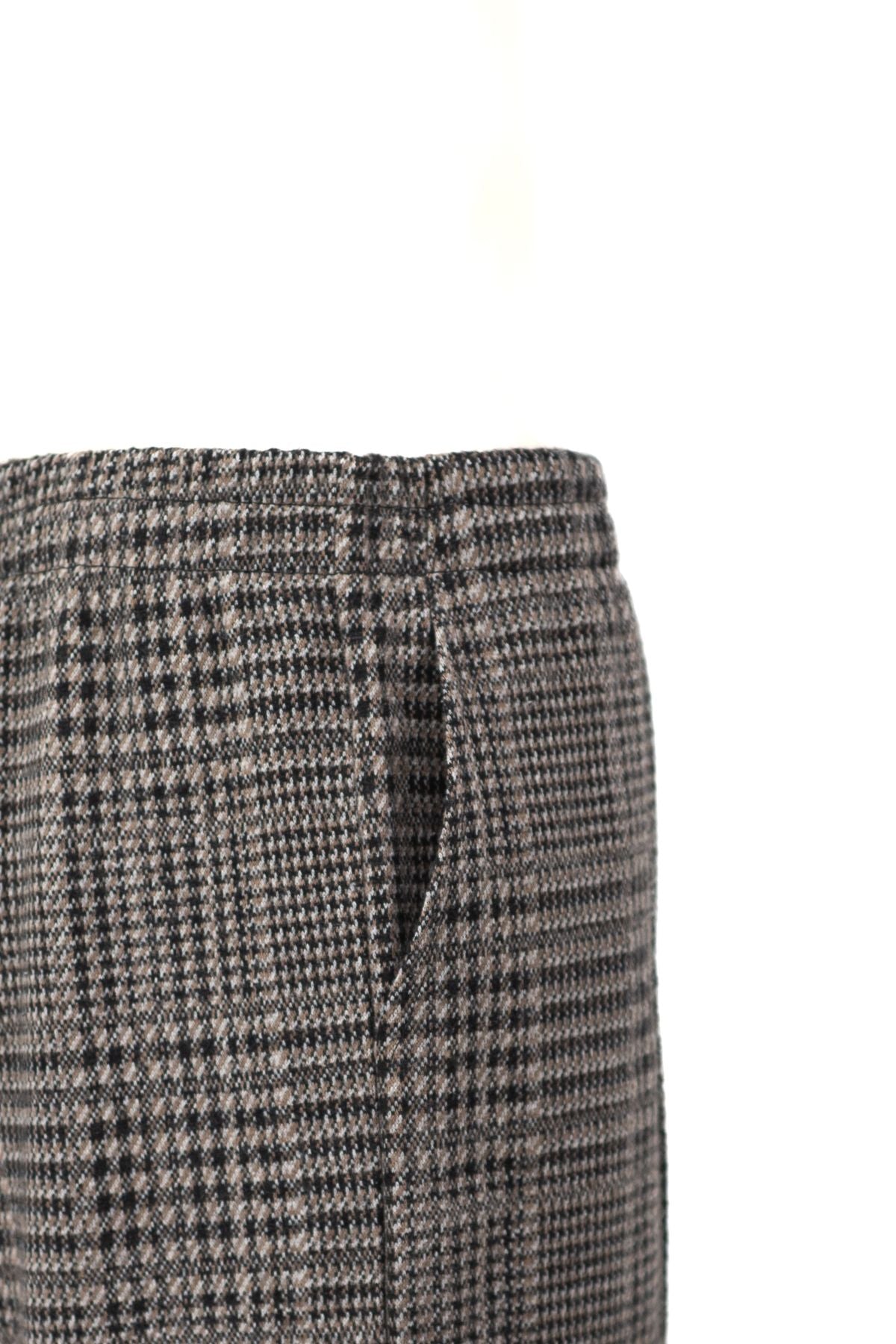 Kadın Kışlık Zarif Ekose Desenli Cepli Tam Kalıp Kalın Premium Pamuklu Örme Anne Pantolon