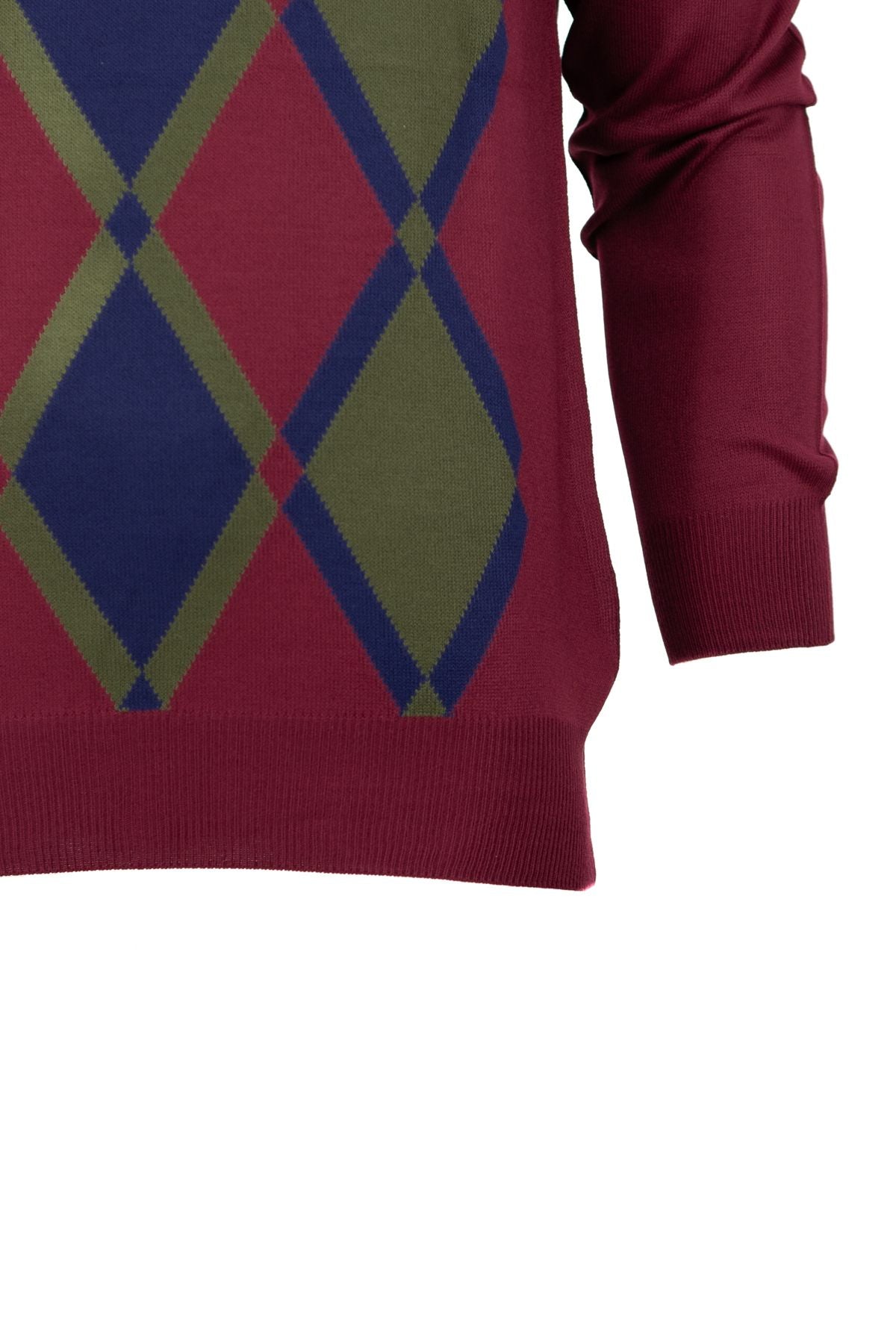 Erkek Kışlık Doğal Yünlü Örme Yarım Balıkçı Yaka Kazak Baklava Desenli Klasik Model