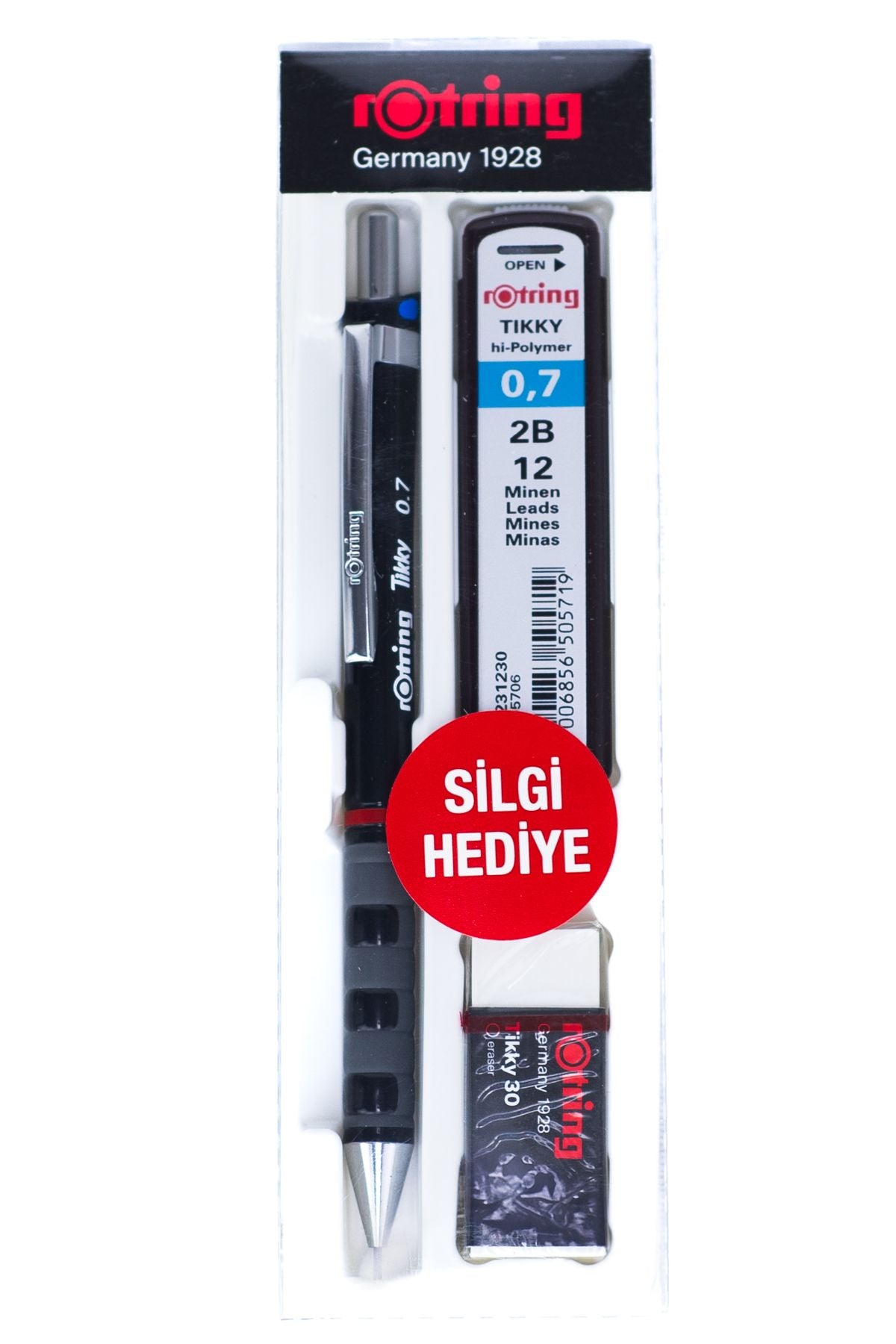 Oppland Kırtasiye Rotring Tikky 2B Uçlu Kalem Orijinal Silgi Hediyeli 0.7 mm Ergonomik Dayanıklı Set