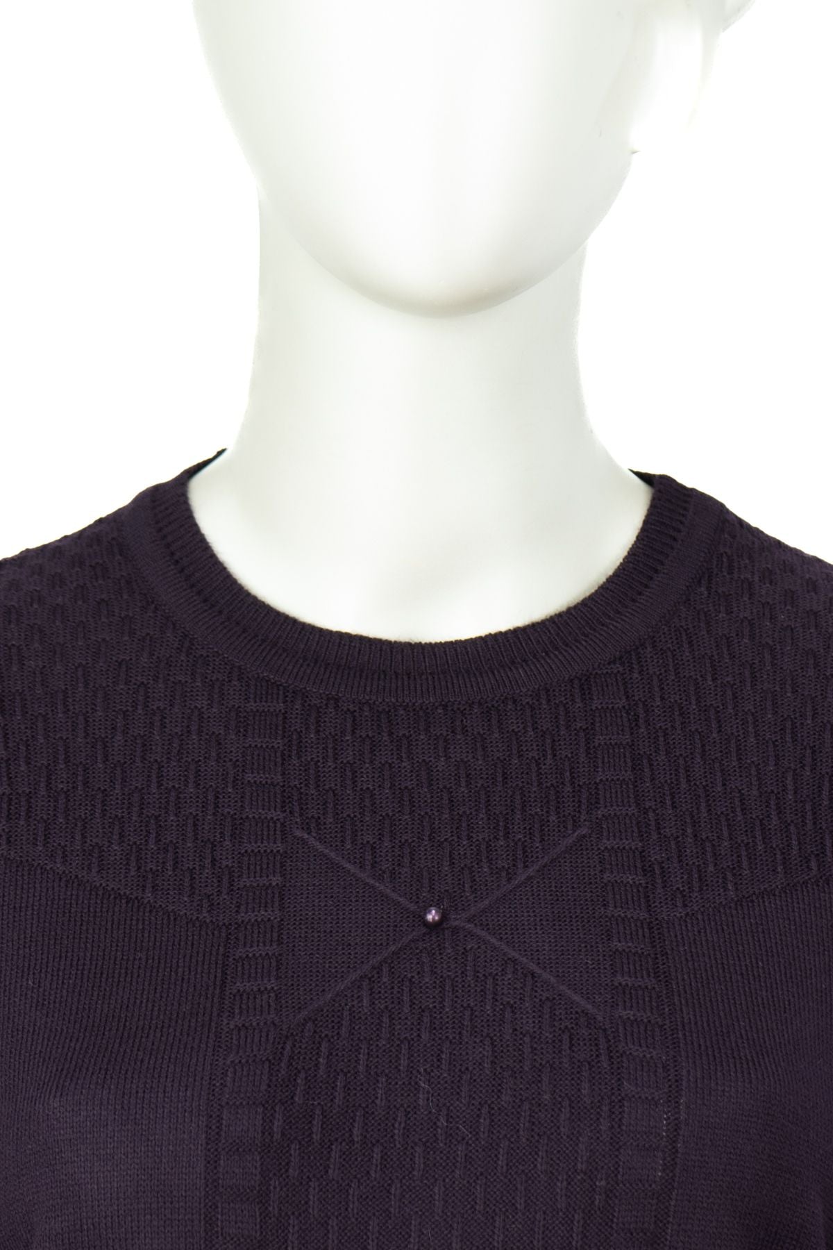 Kadın Kışlık Pamuklu Triko Dokuma Anne Kazak Boncuklu Tasarım Motifli Yuvarlak Yakalı