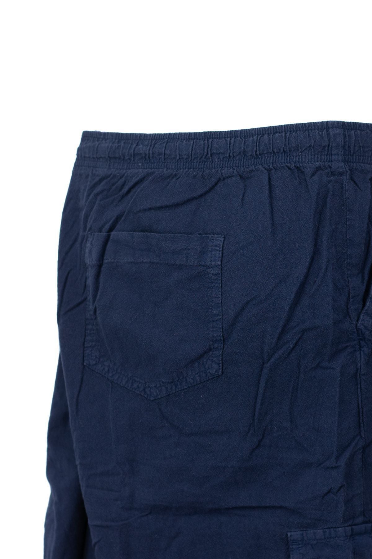 Erkek %100 Saf Pamuk Kumaş Bermuda Şort Düz Paça Kargo Cepli Bağcıklı Jumbo Battal